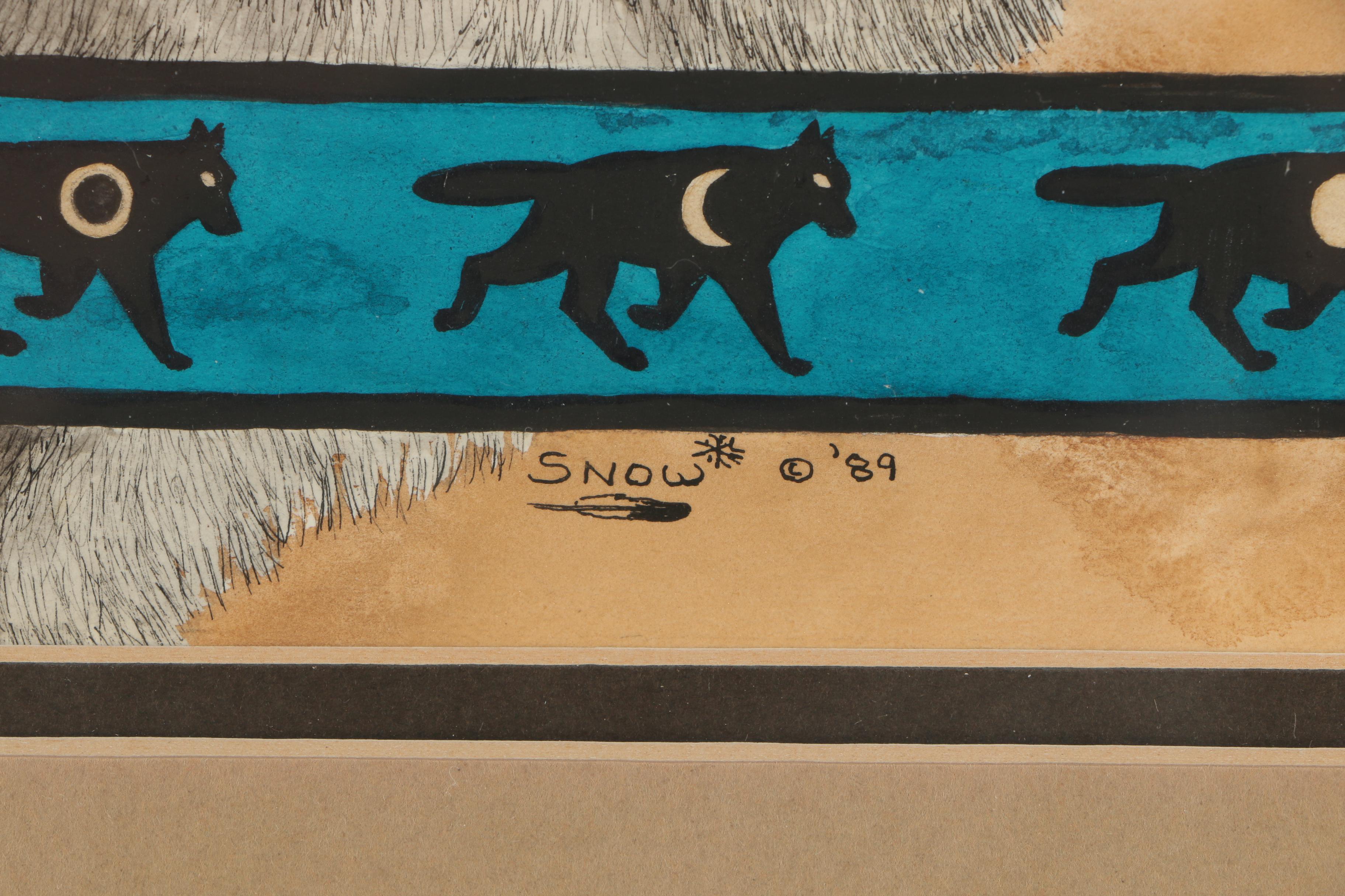 Carol Snow Mixed Media Painting "Wolf Clan Sister"