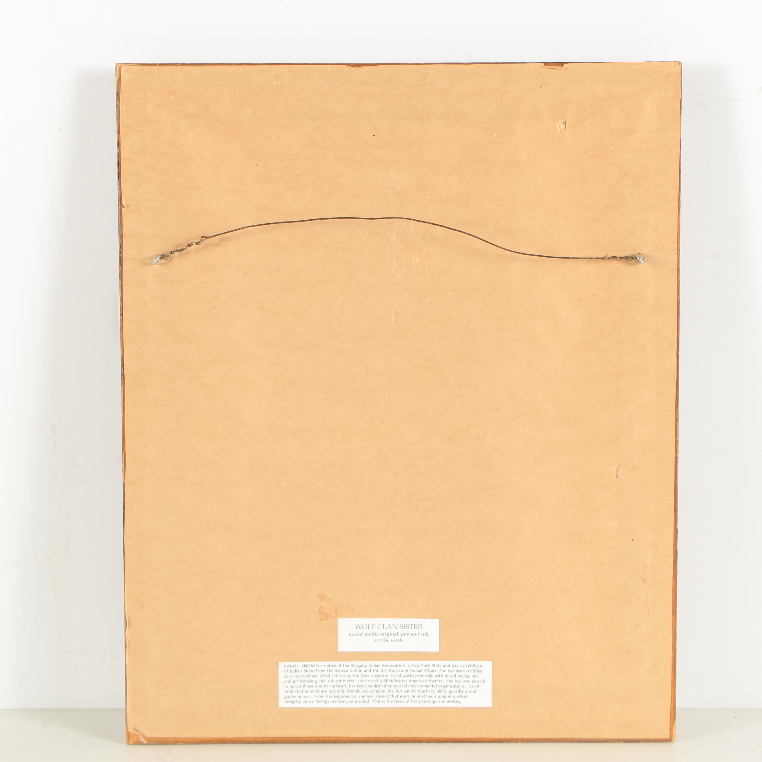 Carol Snow Mixed Media Painting "Wolf Clan Sister"