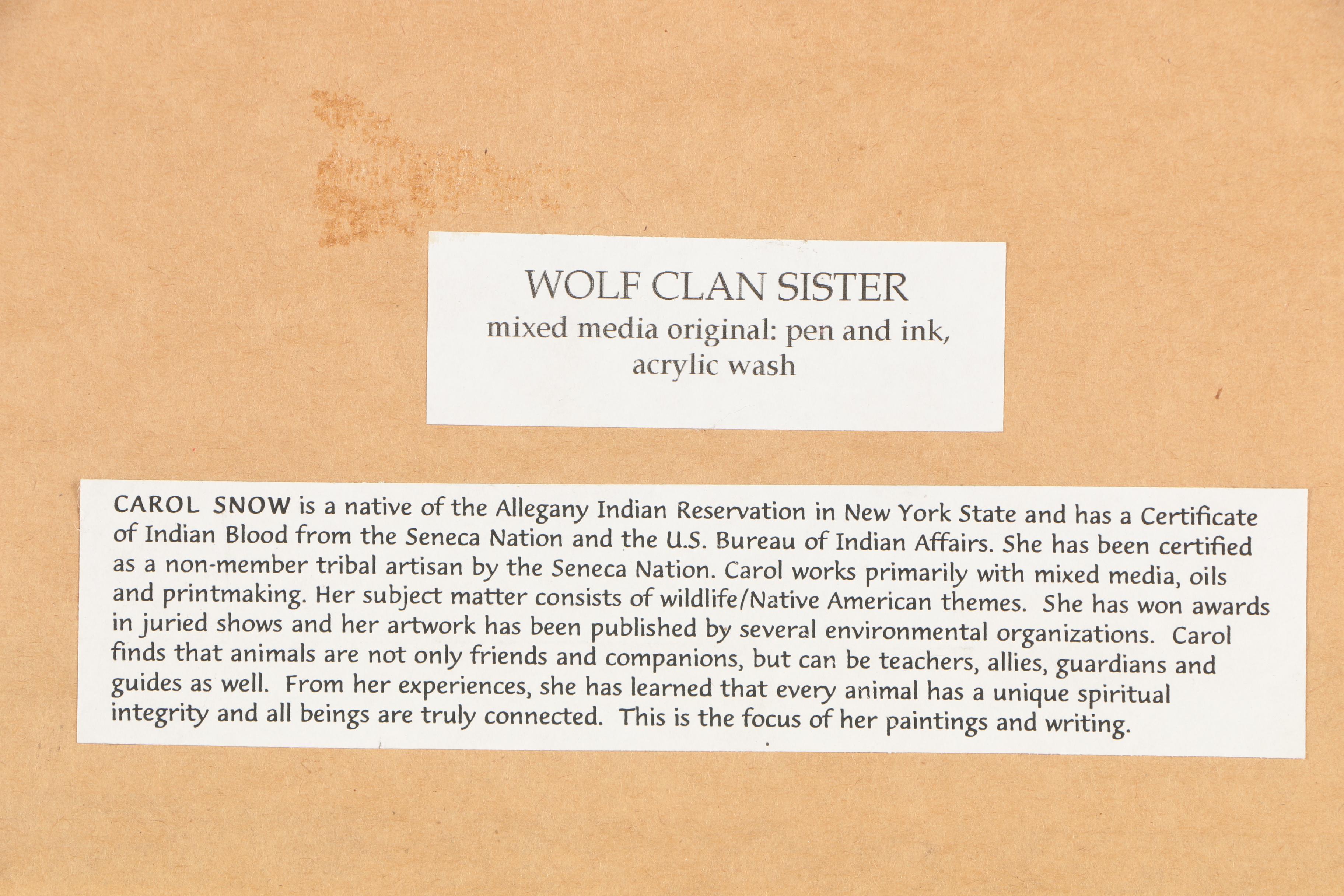 Carol Snow Mixed Media Painting "Wolf Clan Sister"