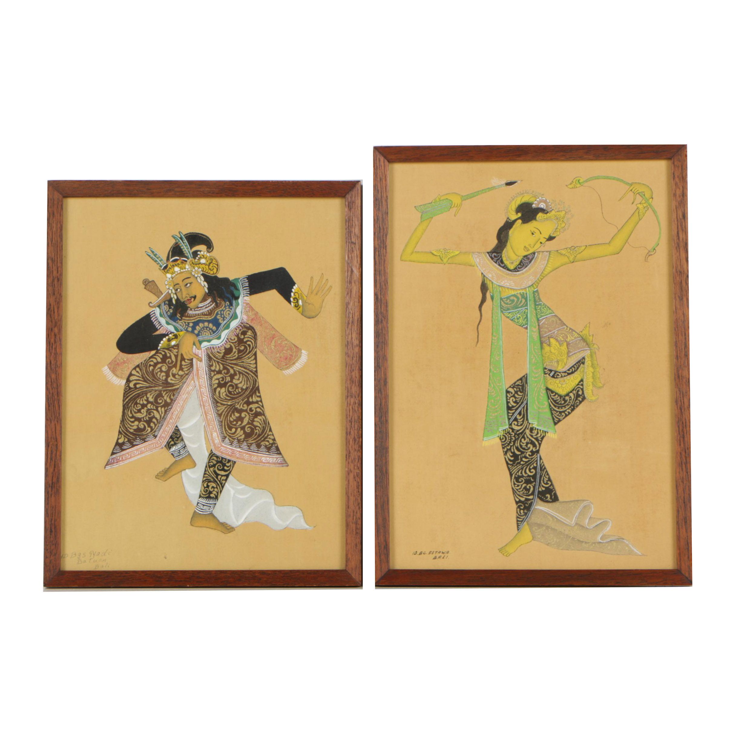 Balinese Gouache and Ink Paintings