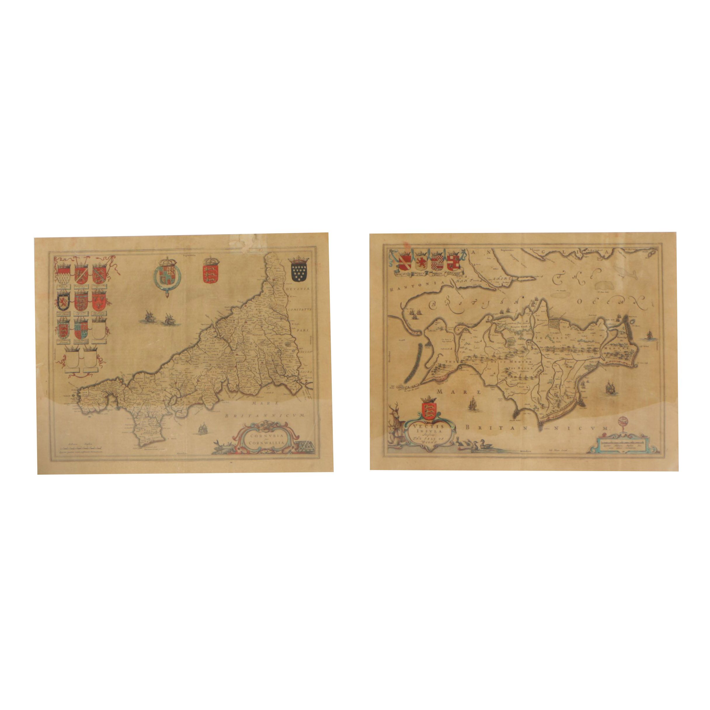 Two Willem & Jan Blaeu 17th Century Engraved Maps of Great Britian