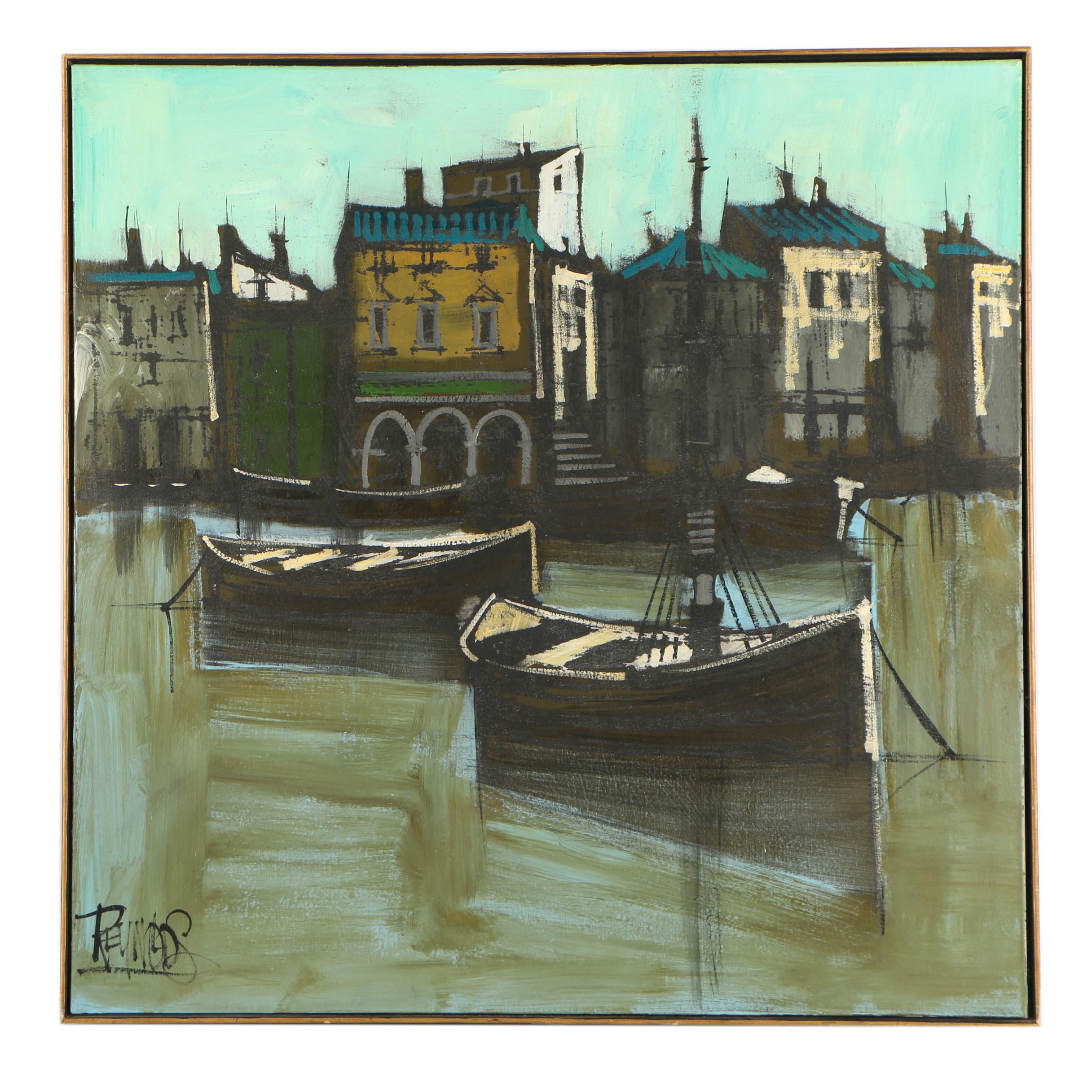 Lee Reynolds Oil Painting of Harbor