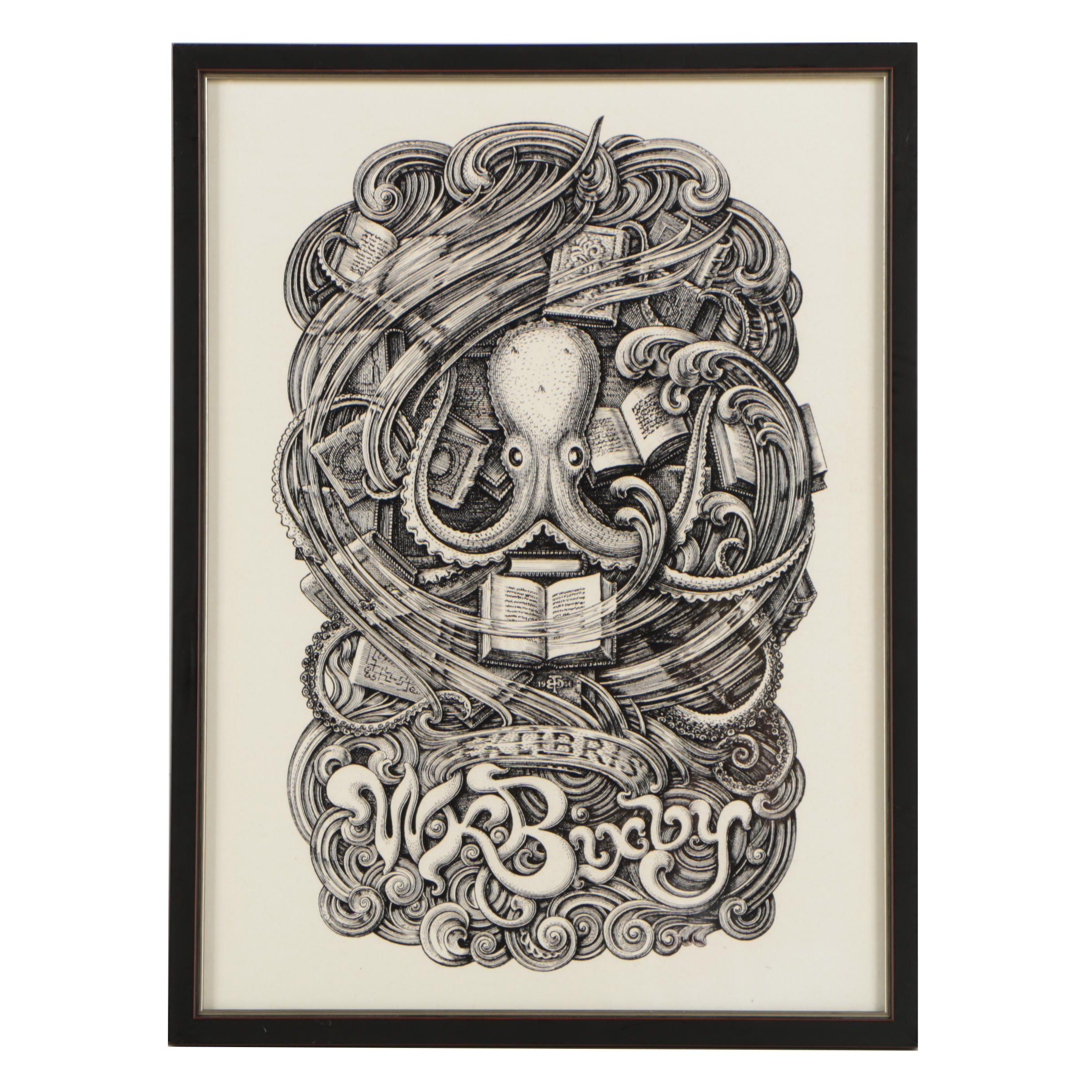 Lithograph After Edwin Davis French "Bookplate of W. K. Bixby"