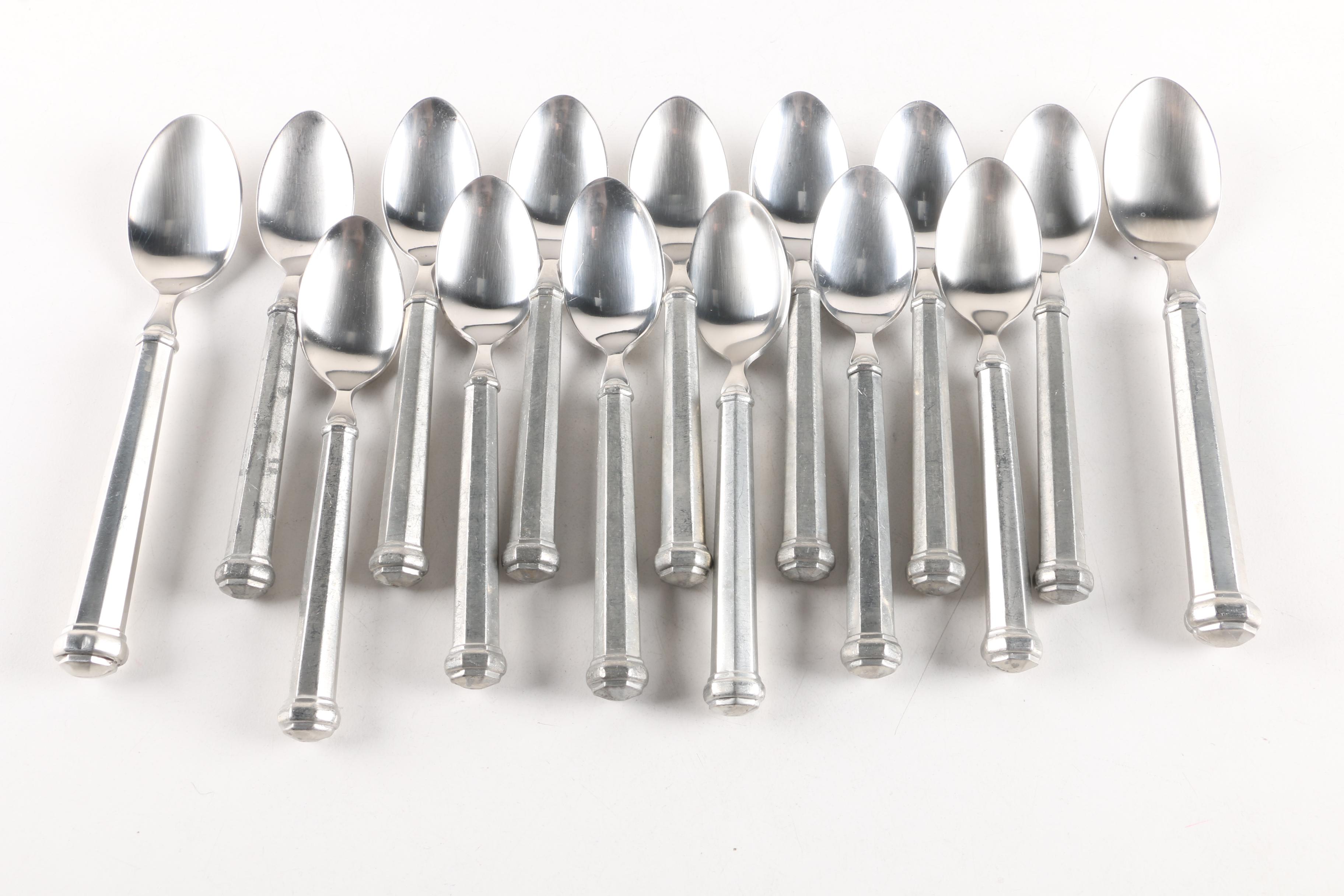 Gorham "Octette" Pewter Flatware Set with Carving Fork and Napkin Rings