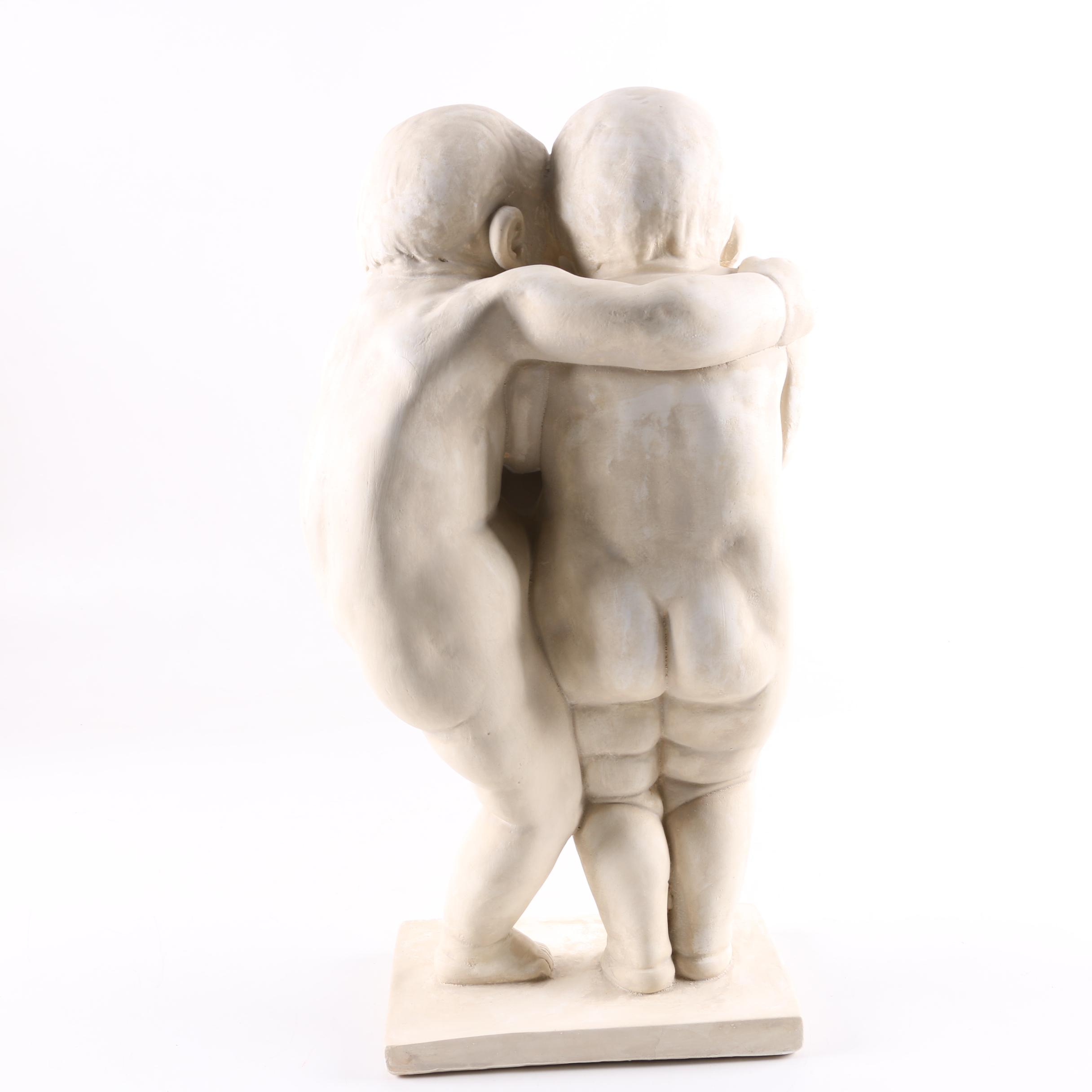 Plaster Sculpture of Two Babies