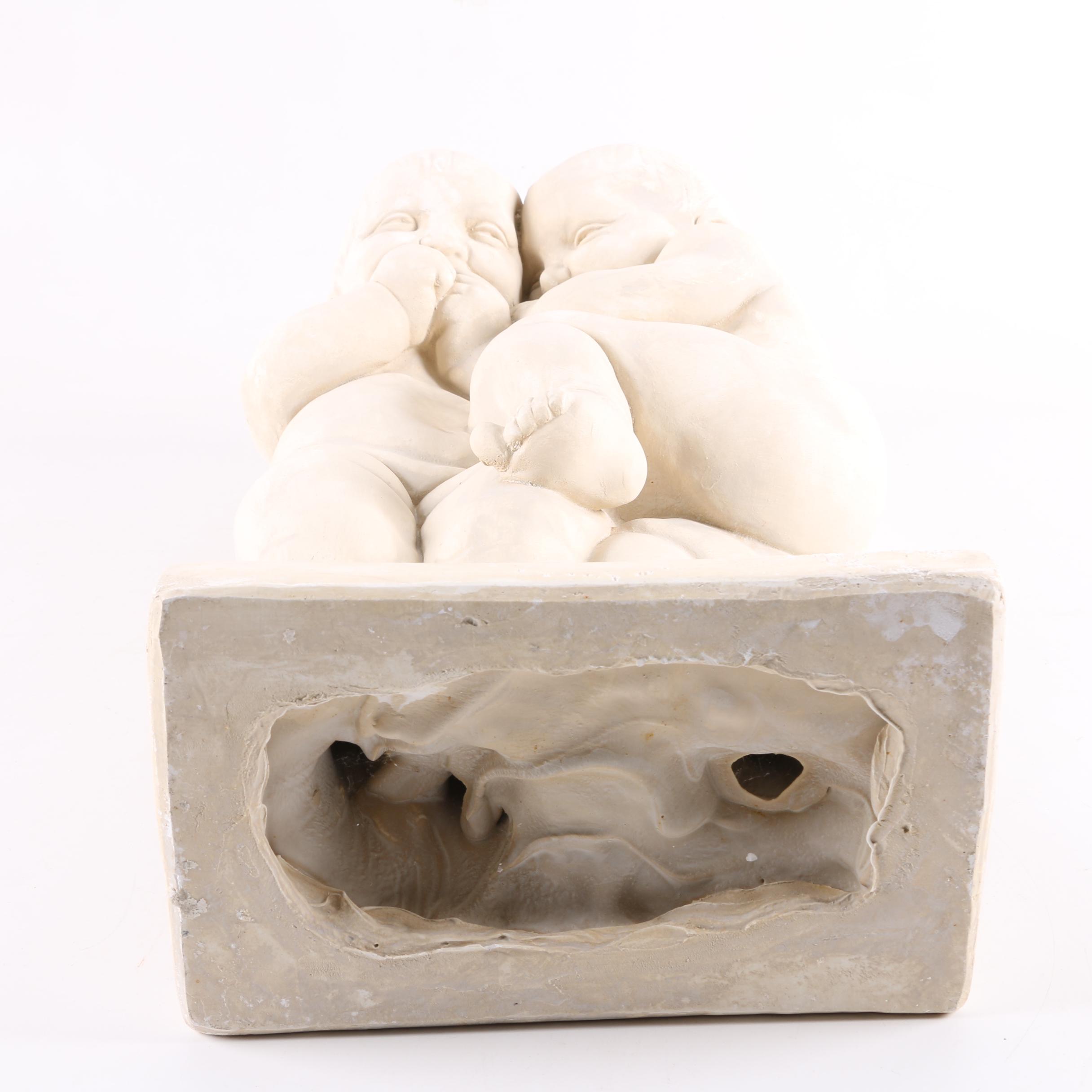 Plaster Sculpture of Two Babies