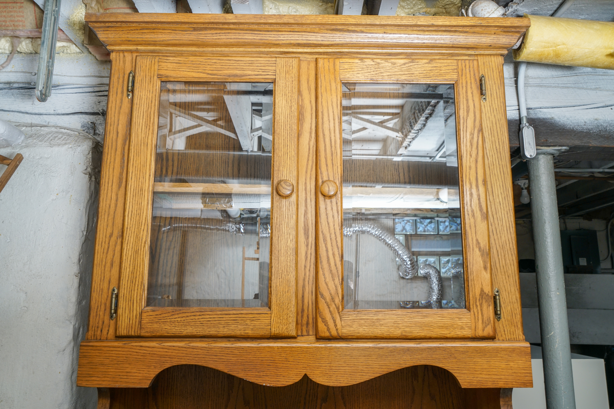 Oak Step-Back Hutch and Cabinet