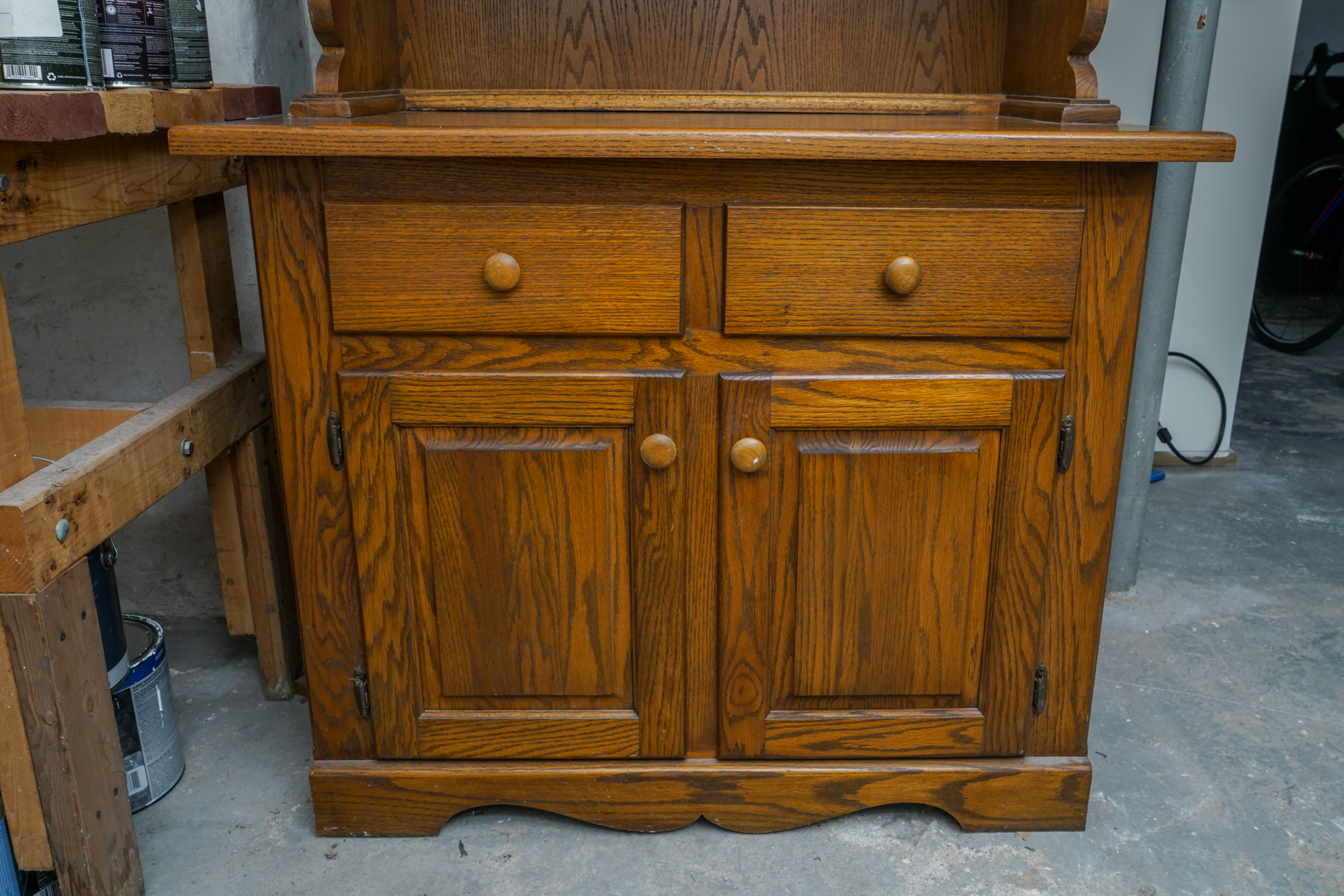 Oak Step-Back Hutch and Cabinet