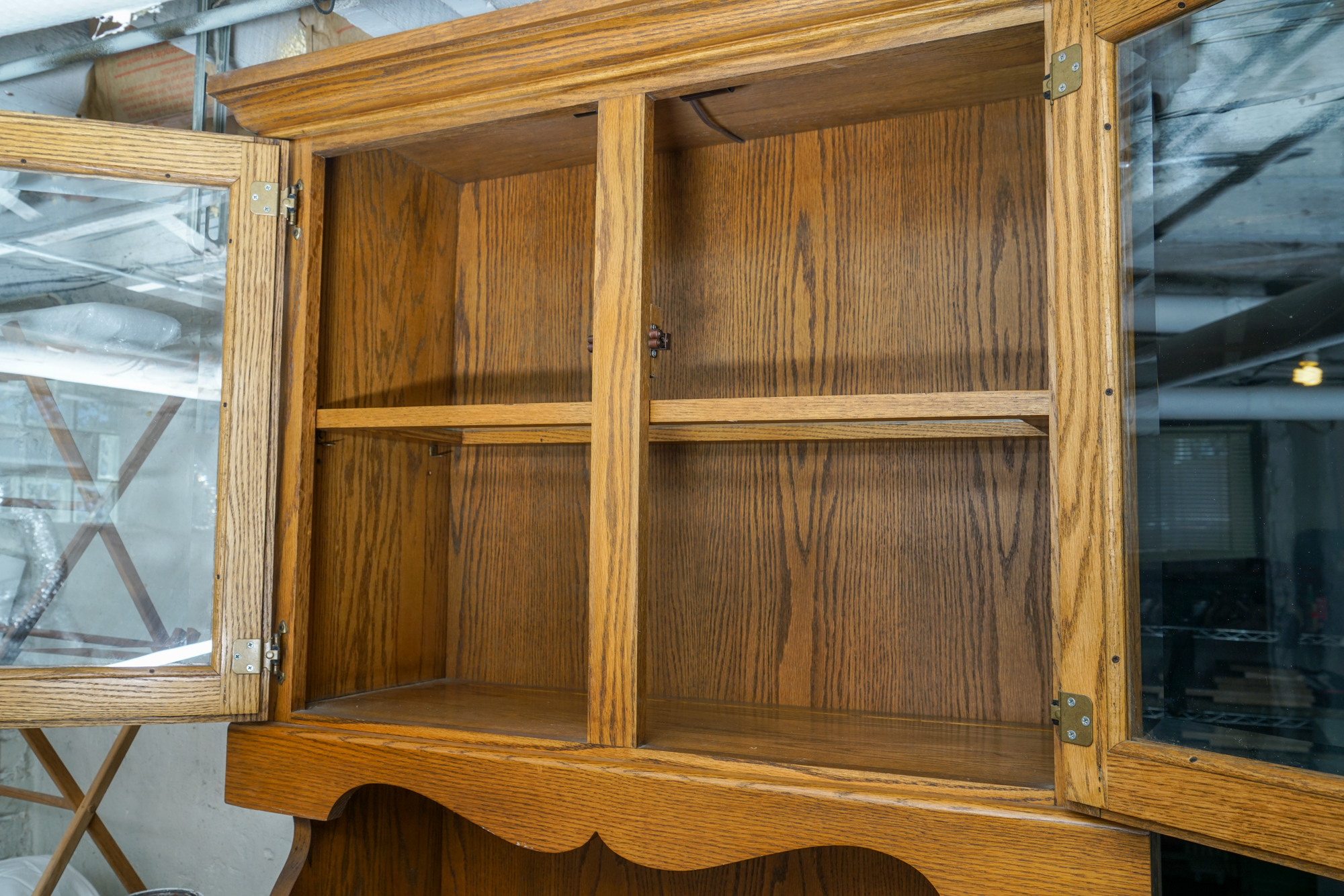 Oak Step-Back Hutch and Cabinet