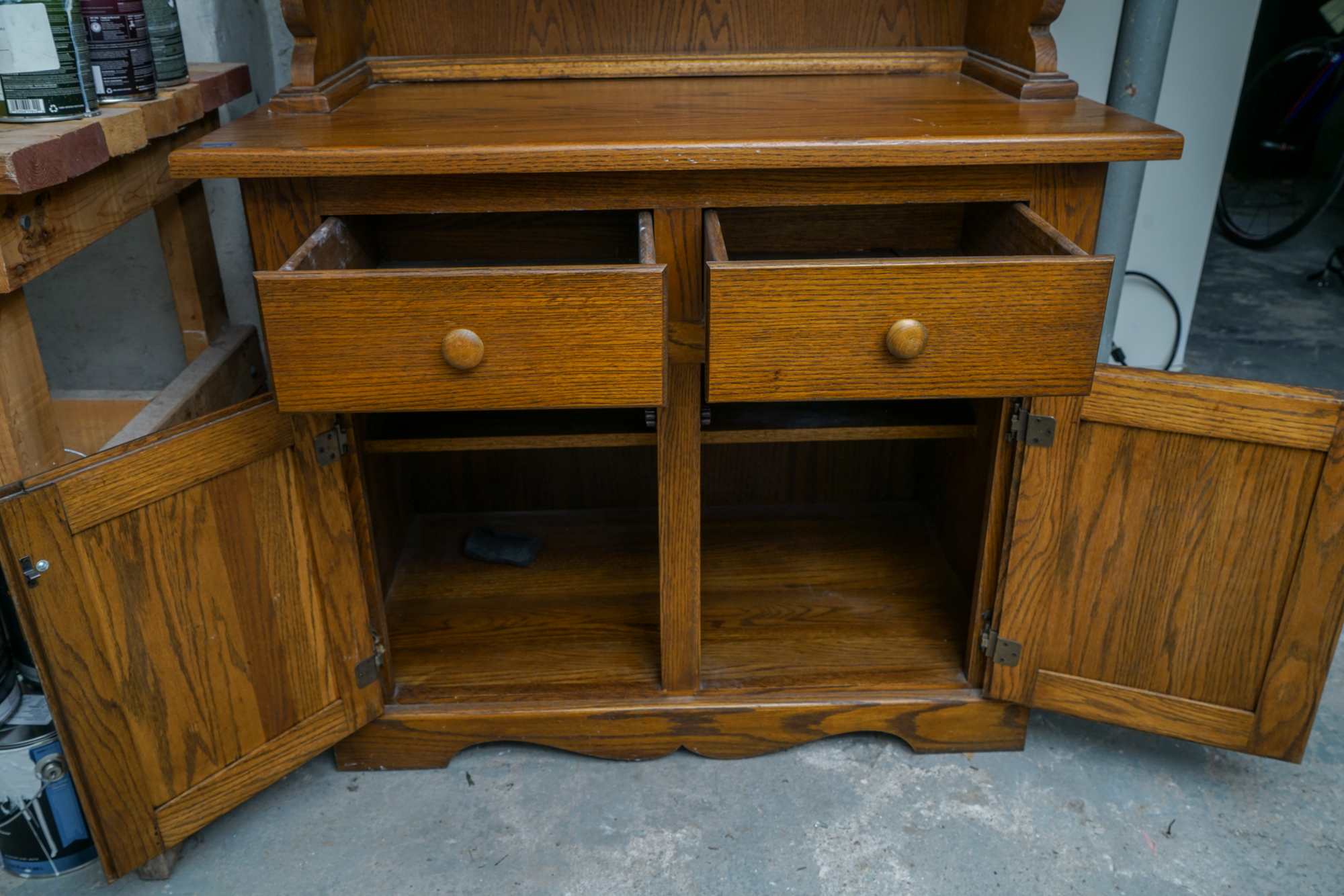 Oak Step-Back Hutch and Cabinet