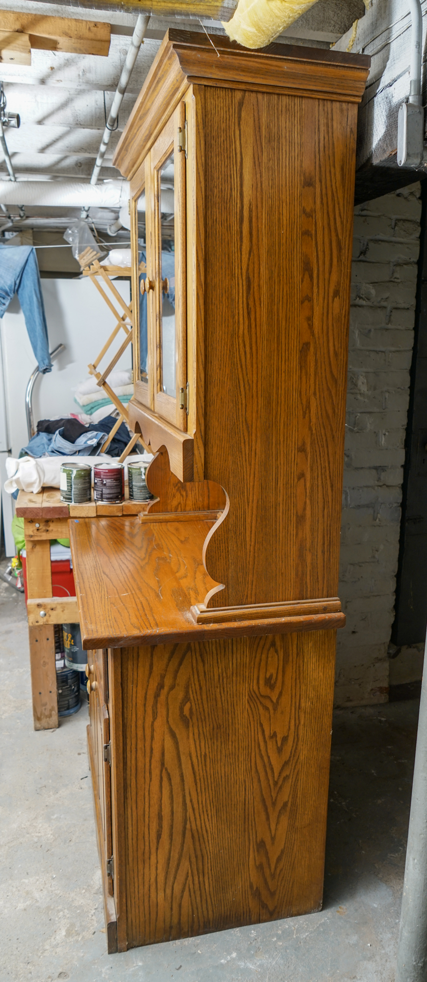Oak Step-Back Hutch and Cabinet