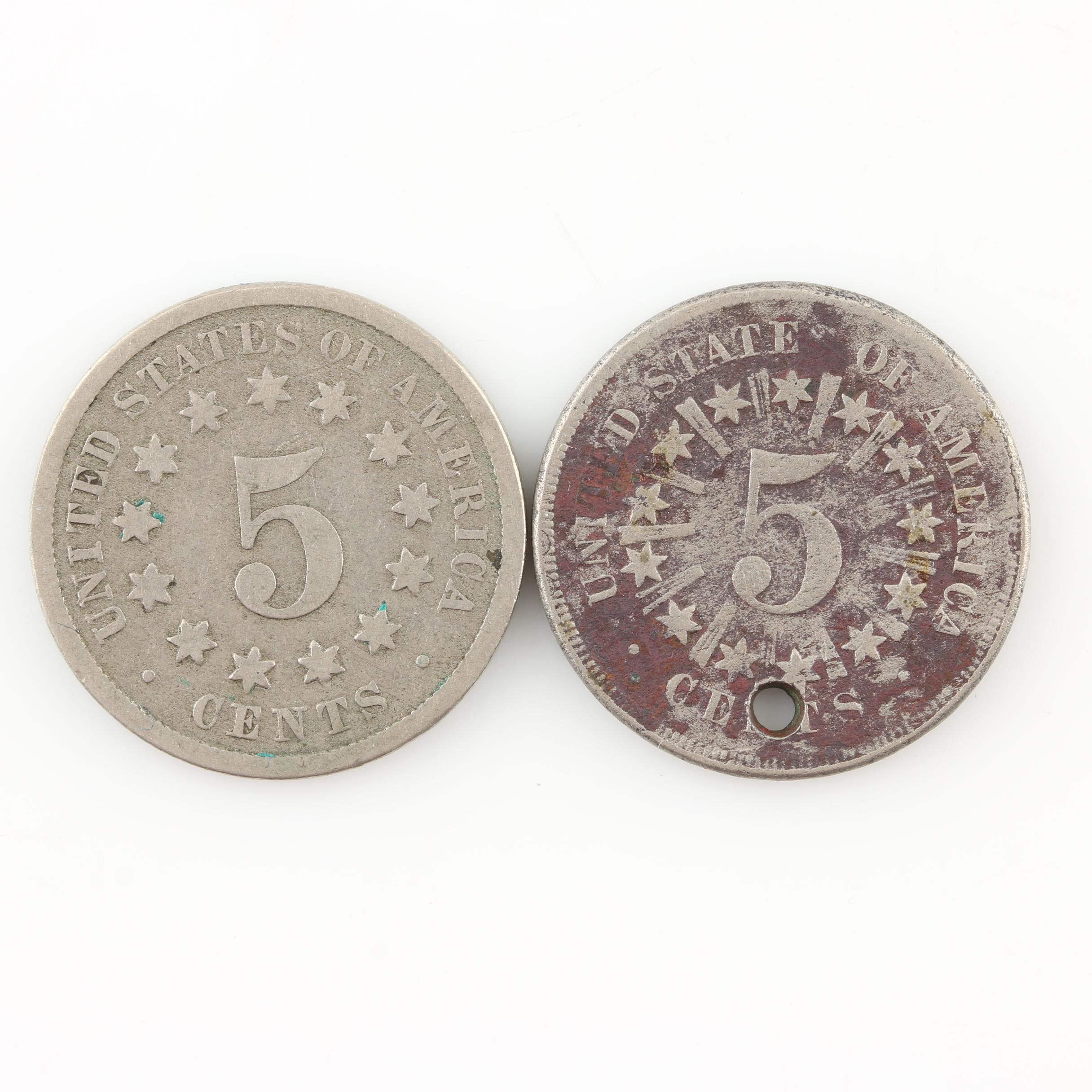 Group of Eight Various Antique and Vintage U.S. Nickels