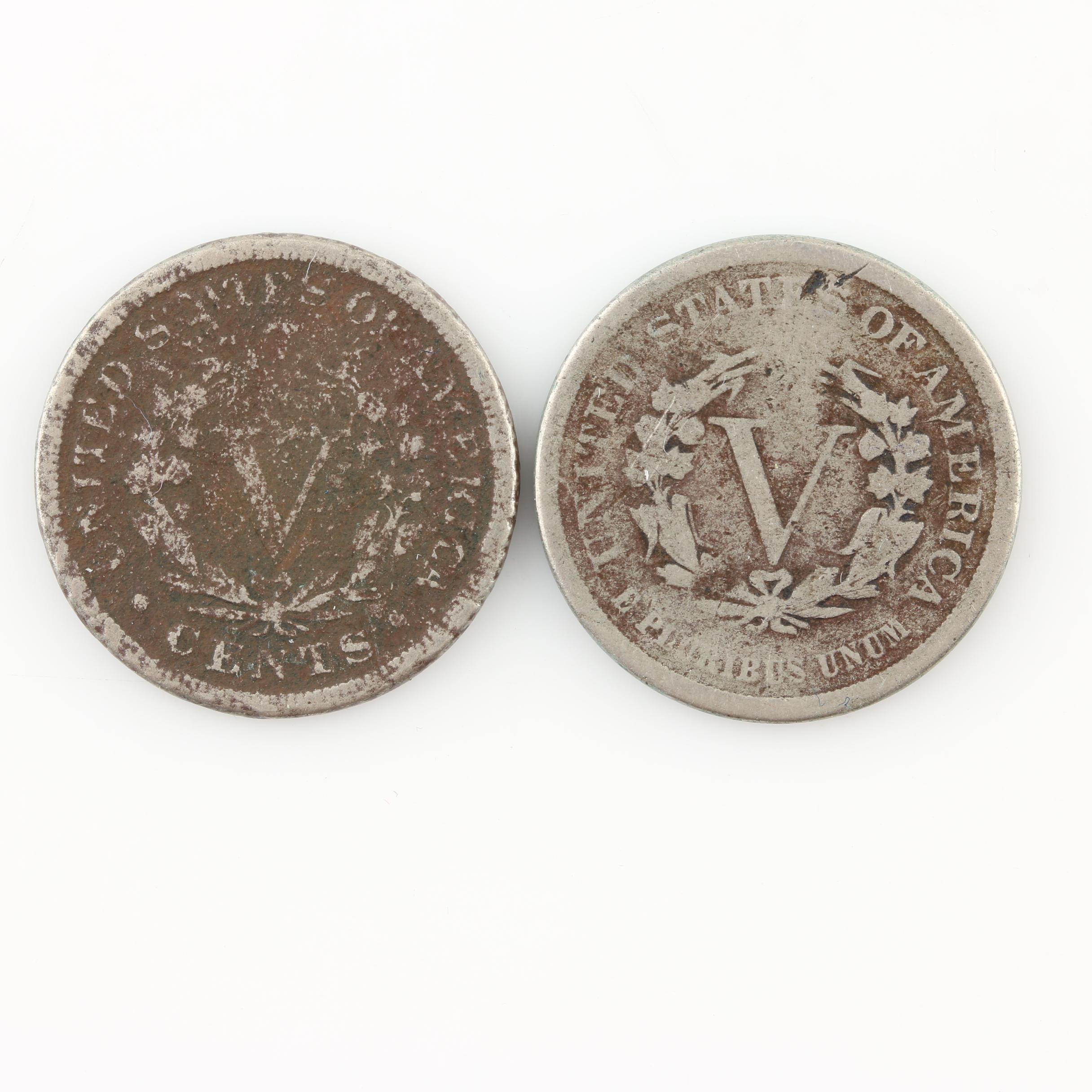 Group of Eight Various Antique and Vintage U.S. Nickels