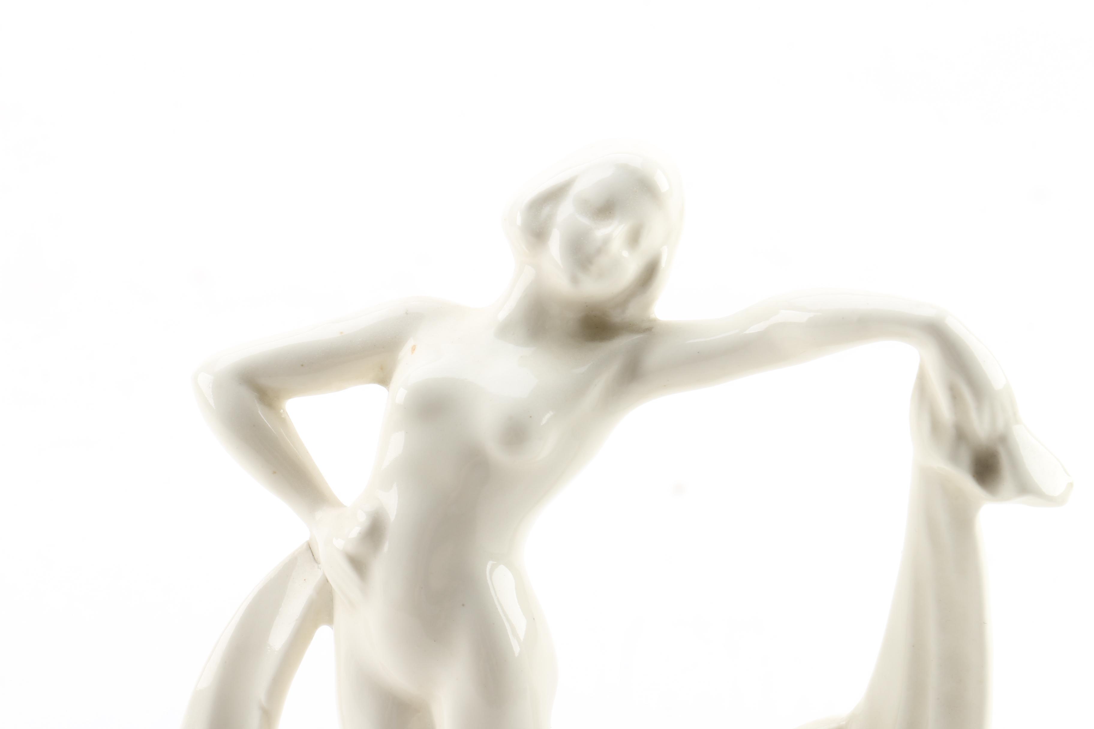 Vintage German Art Deco Figural Floral Frog