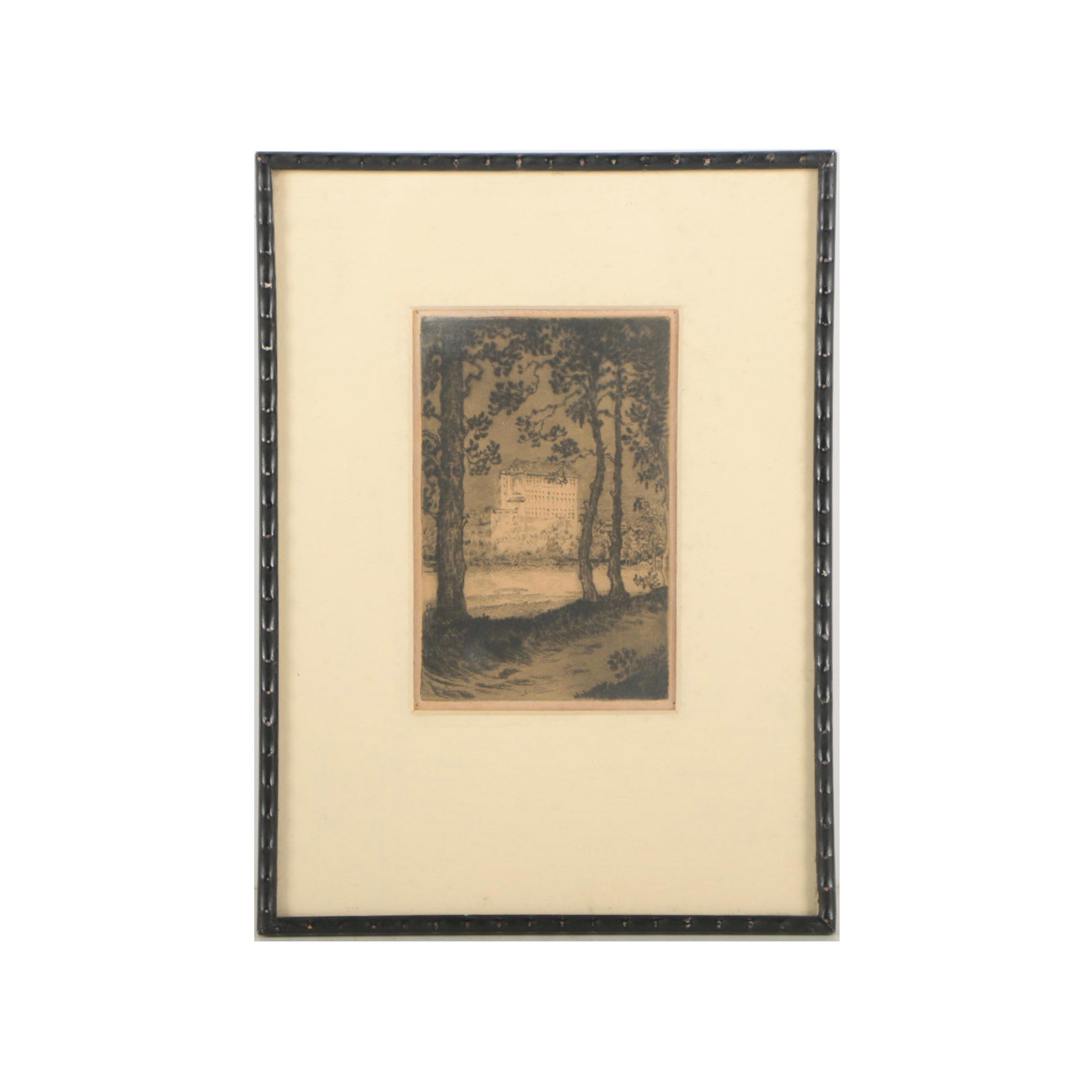 Vintage Etching Featuring View of a Structure