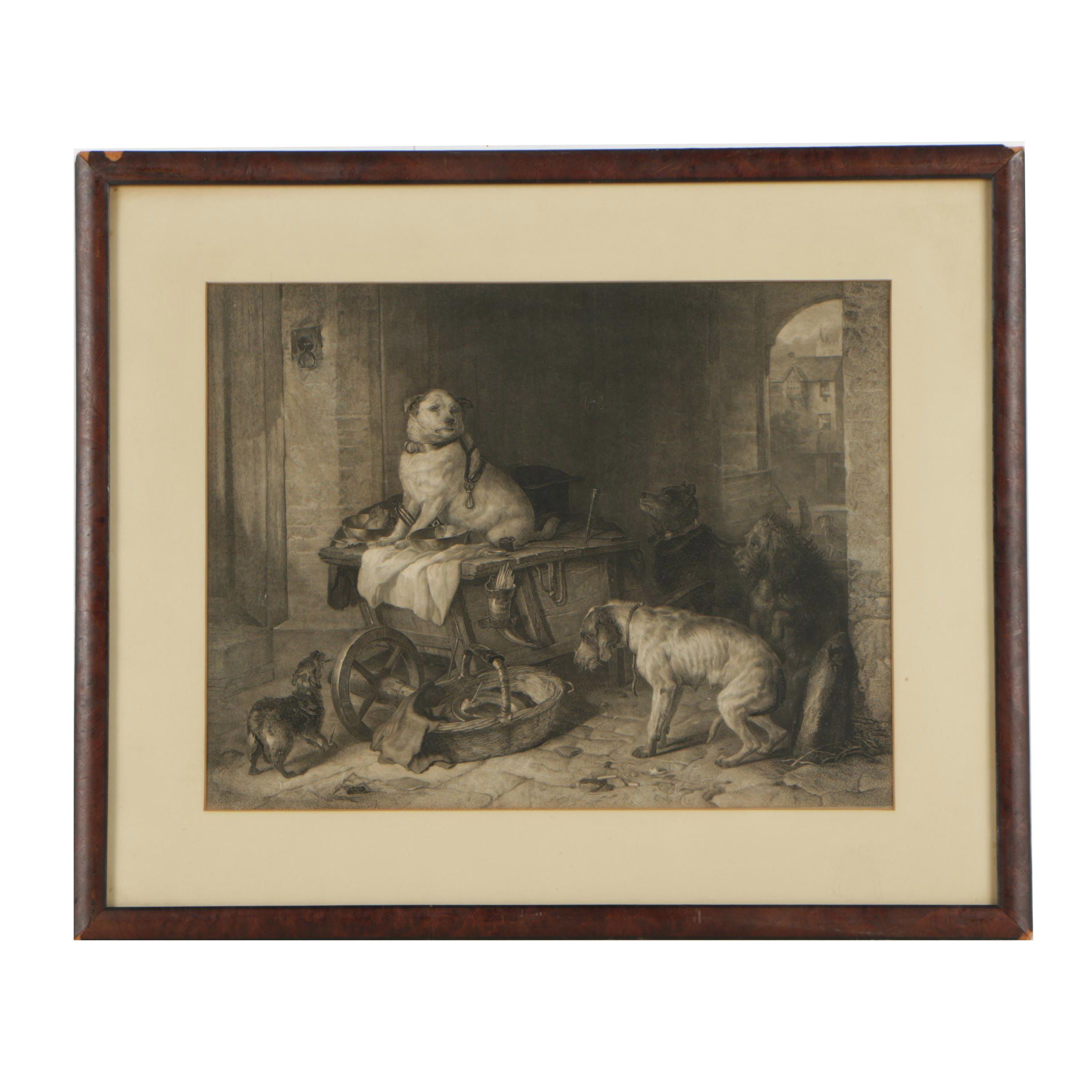 Engraving After  Edwin Henry Landseer "A Jack in Office"