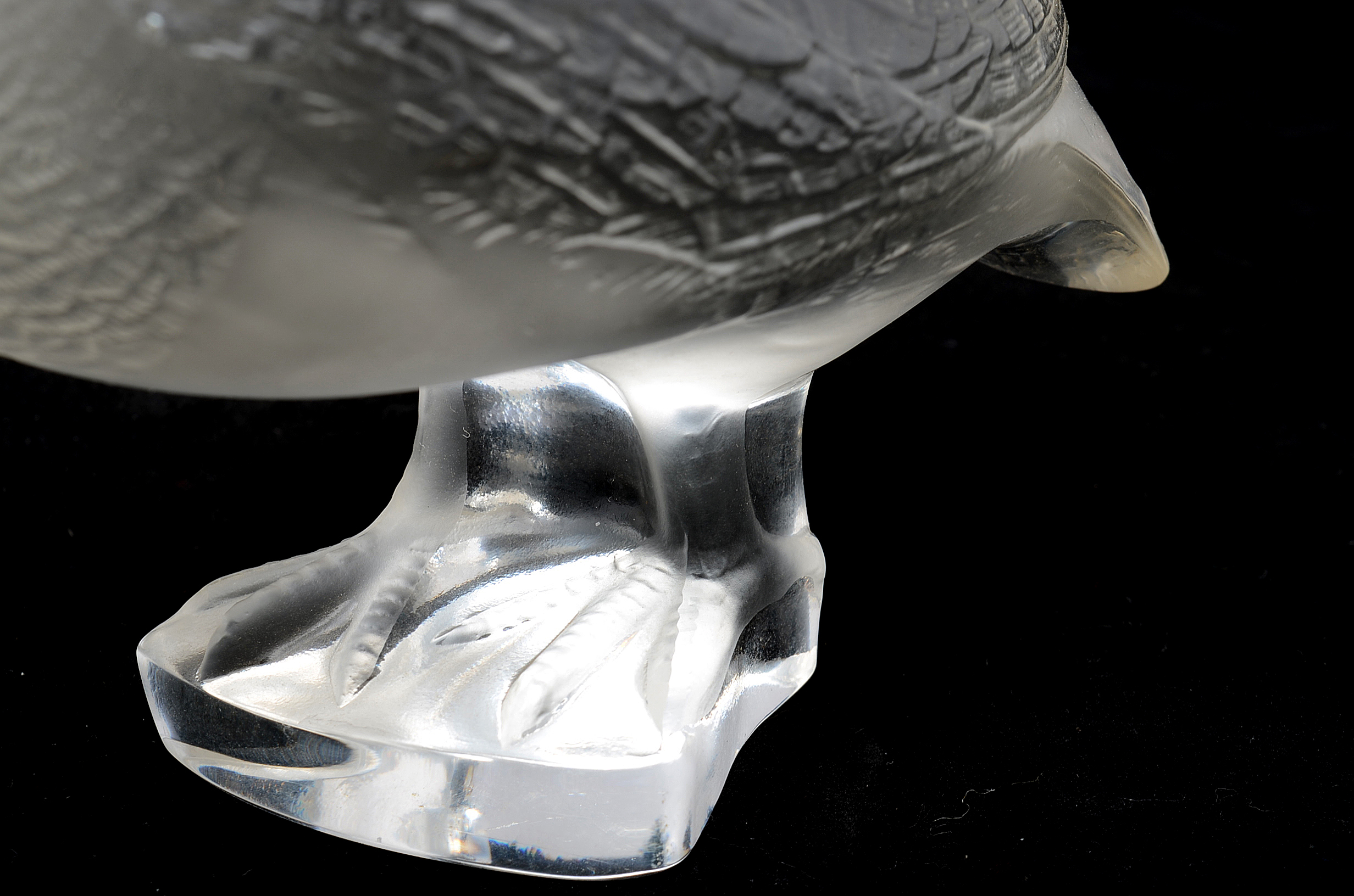 Lalique Art Glass Quail Sculptures