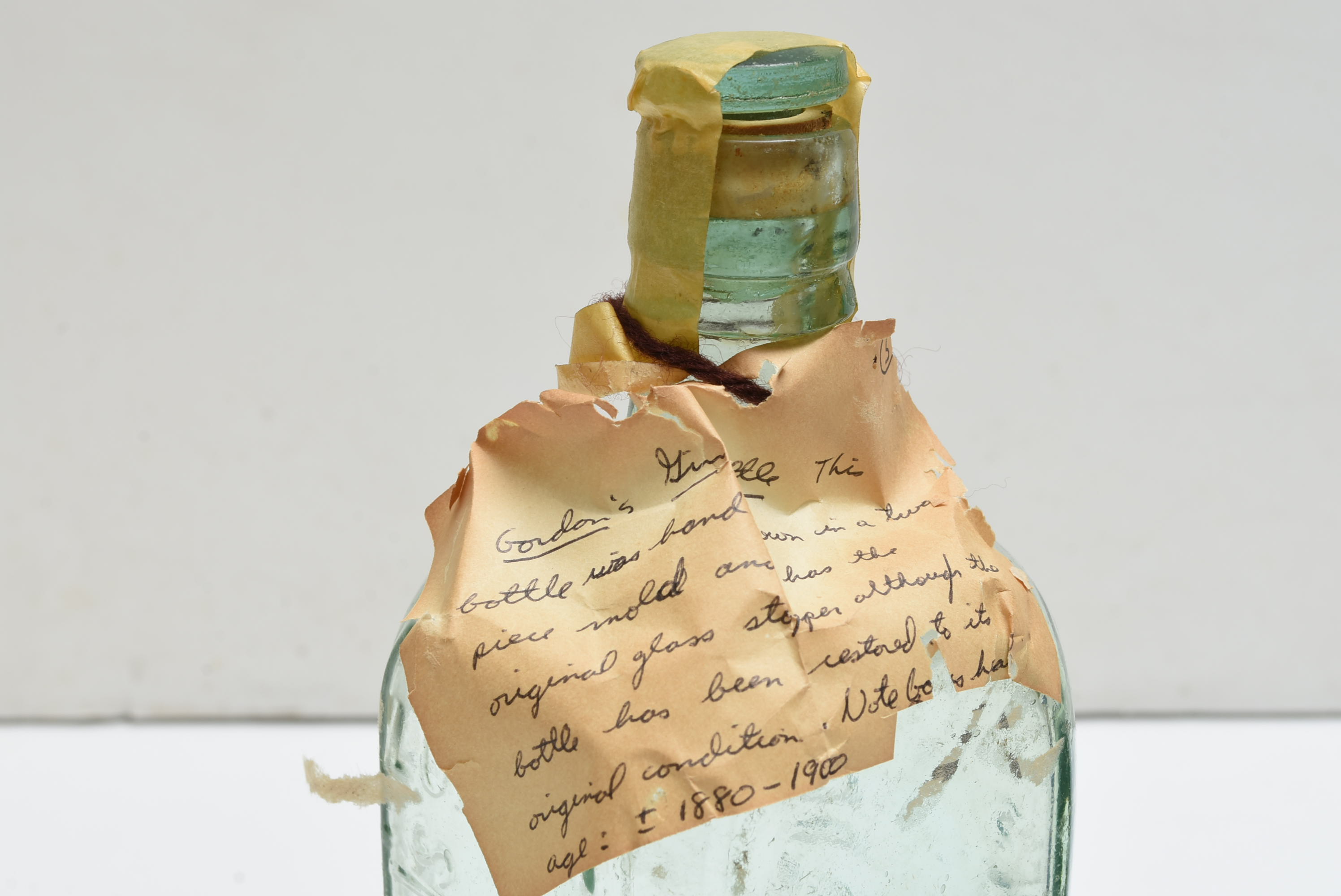 Circa 1900 Hand Blown Two Piece Mold English Gin Bottle with Original Stopper