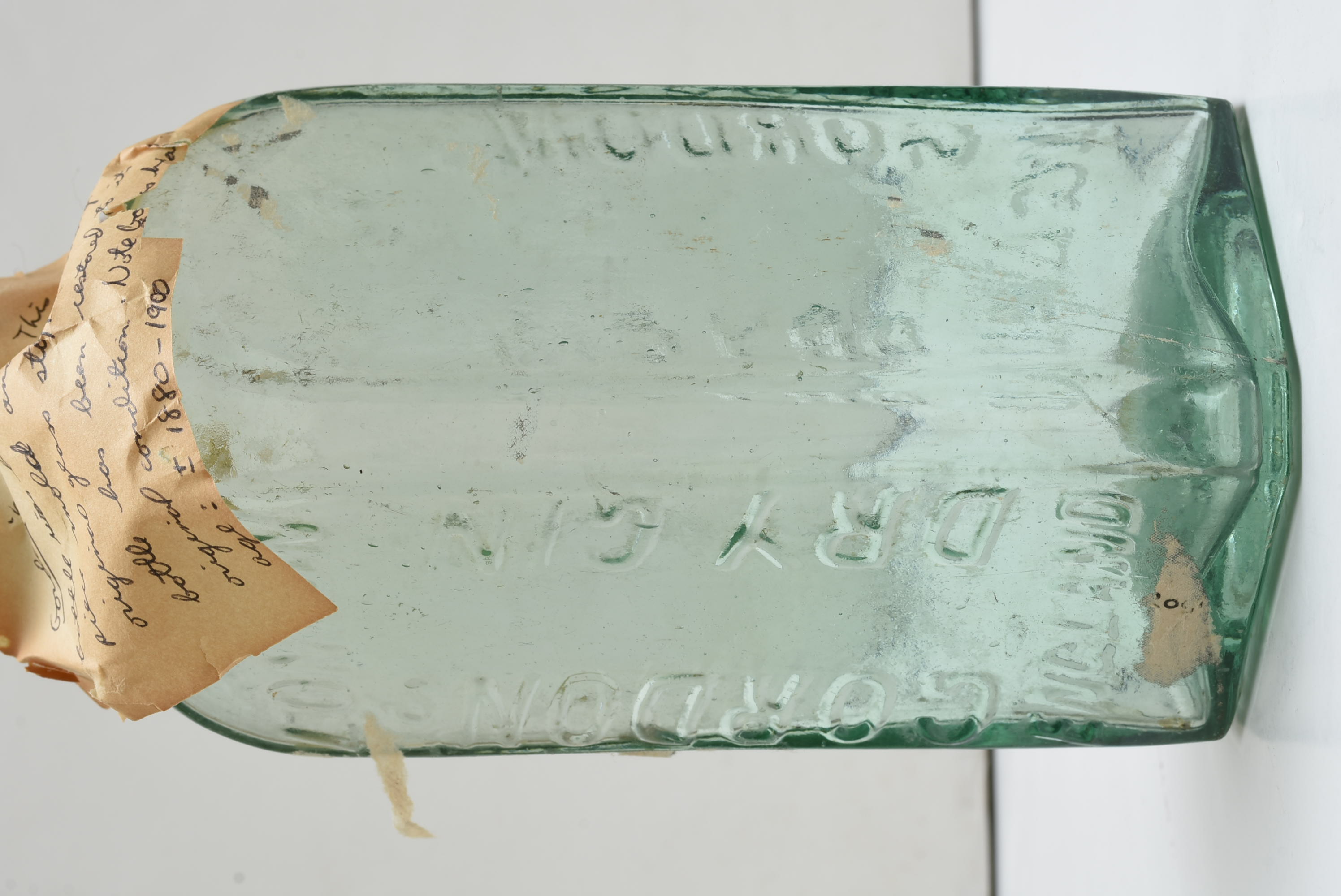 Circa 1900 Hand Blown Two Piece Mold English Gin Bottle with Original Stopper