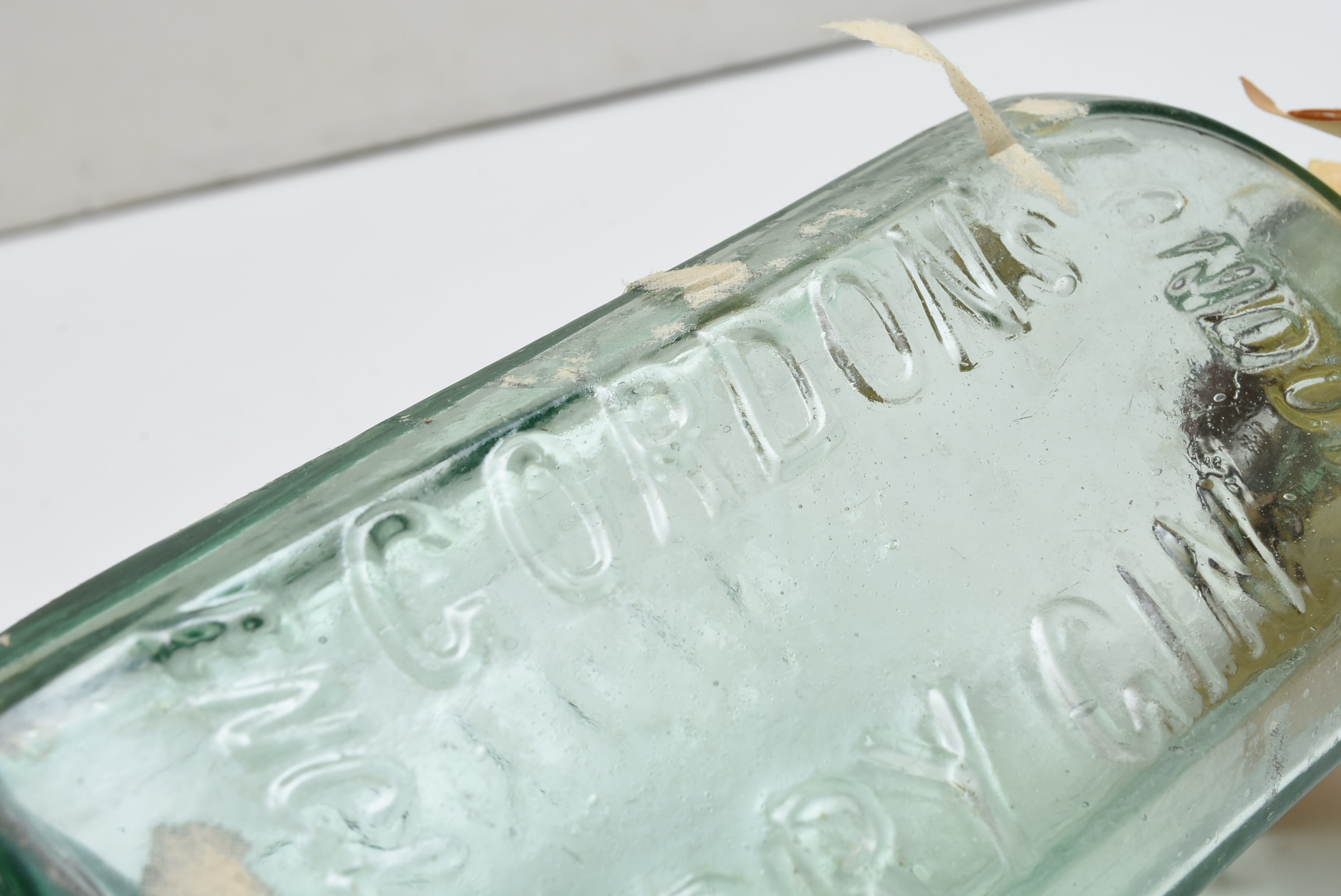 Circa 1900 Hand Blown Two Piece Mold English Gin Bottle with Original Stopper