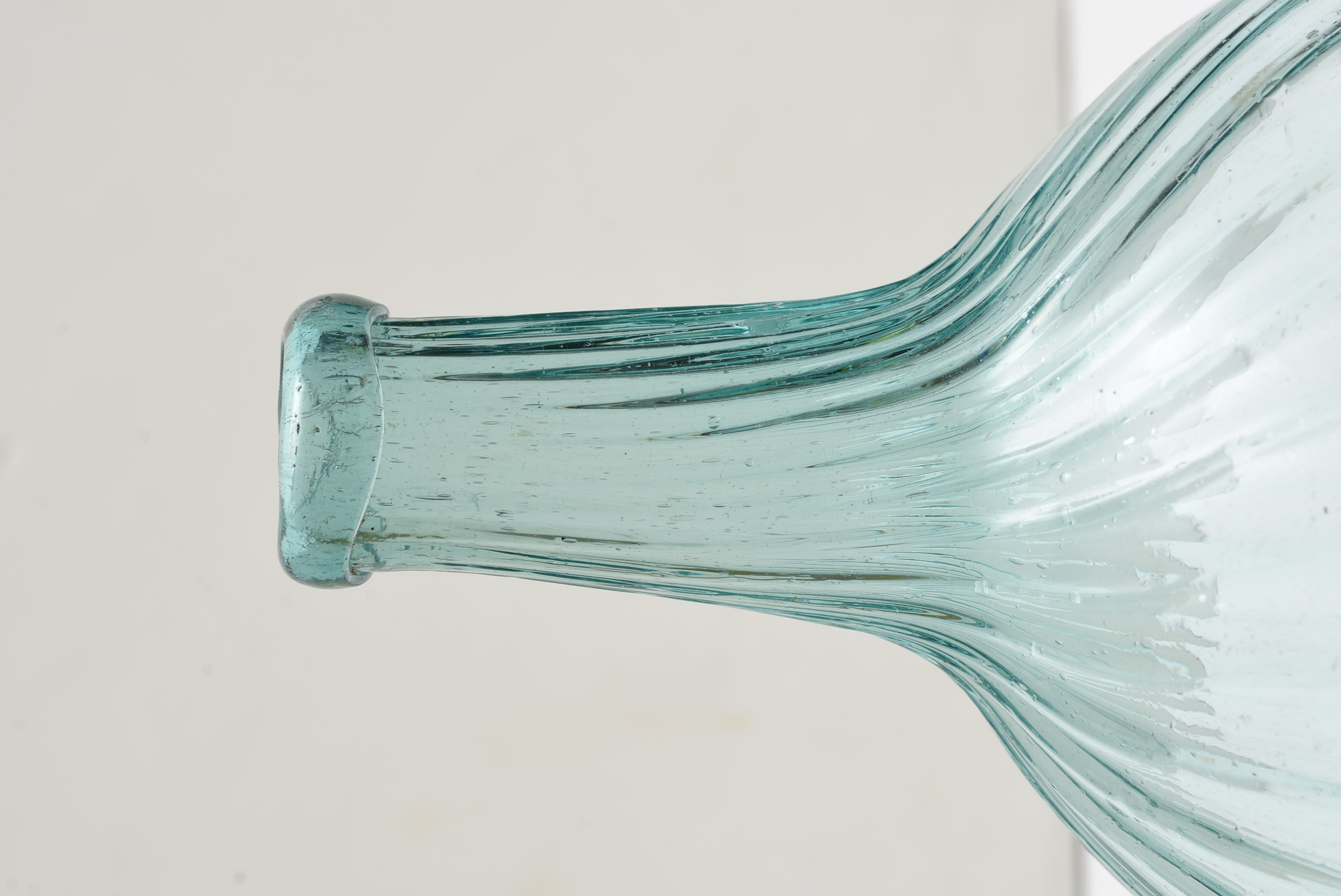 Antique Midwestern Hand Blown Swirled Aqua Glass Bottle