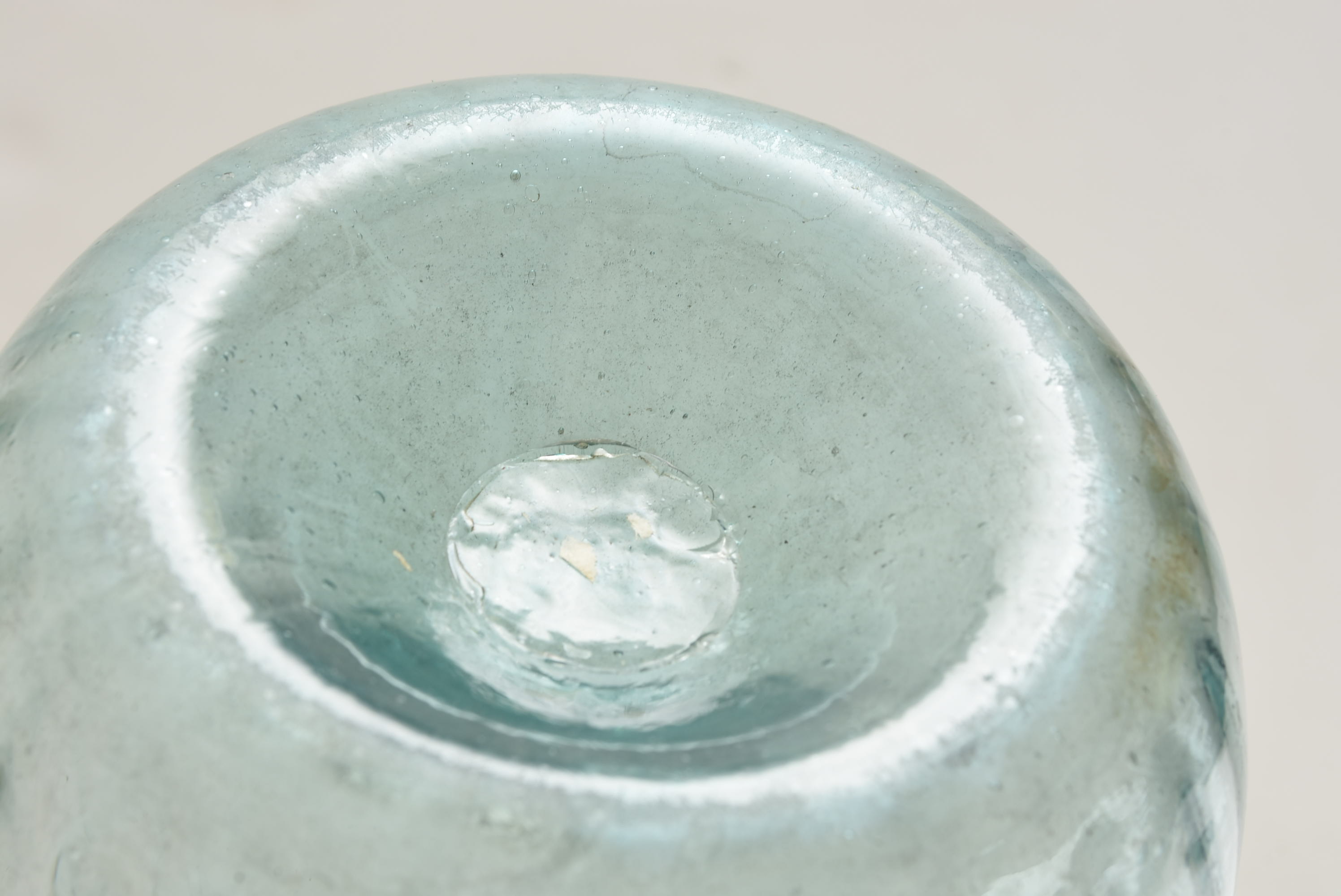 Antique Midwestern Hand Blown Swirled Aqua Glass Bottle