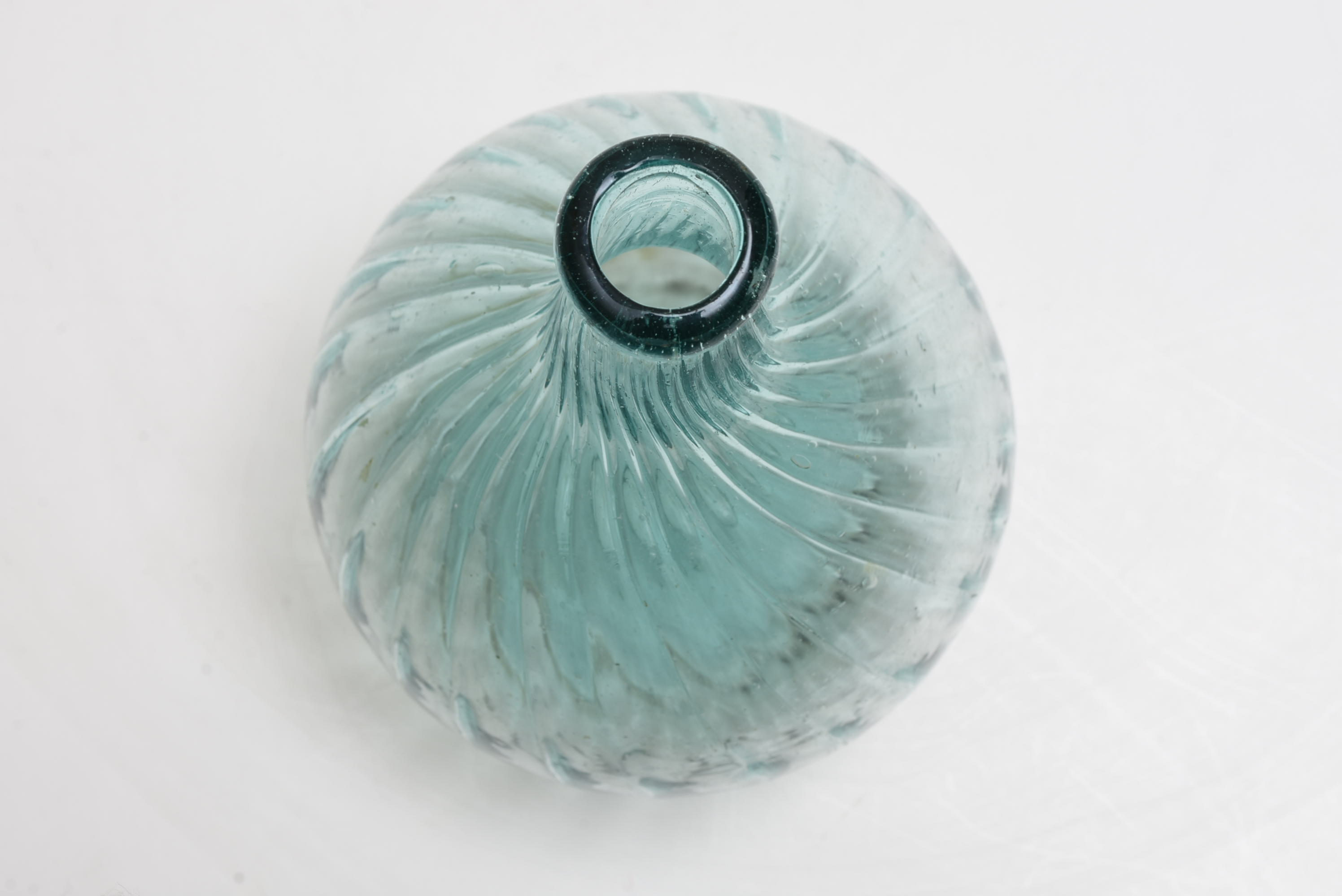 Antique Midwestern Hand Blown Swirled Aqua Glass Bottle