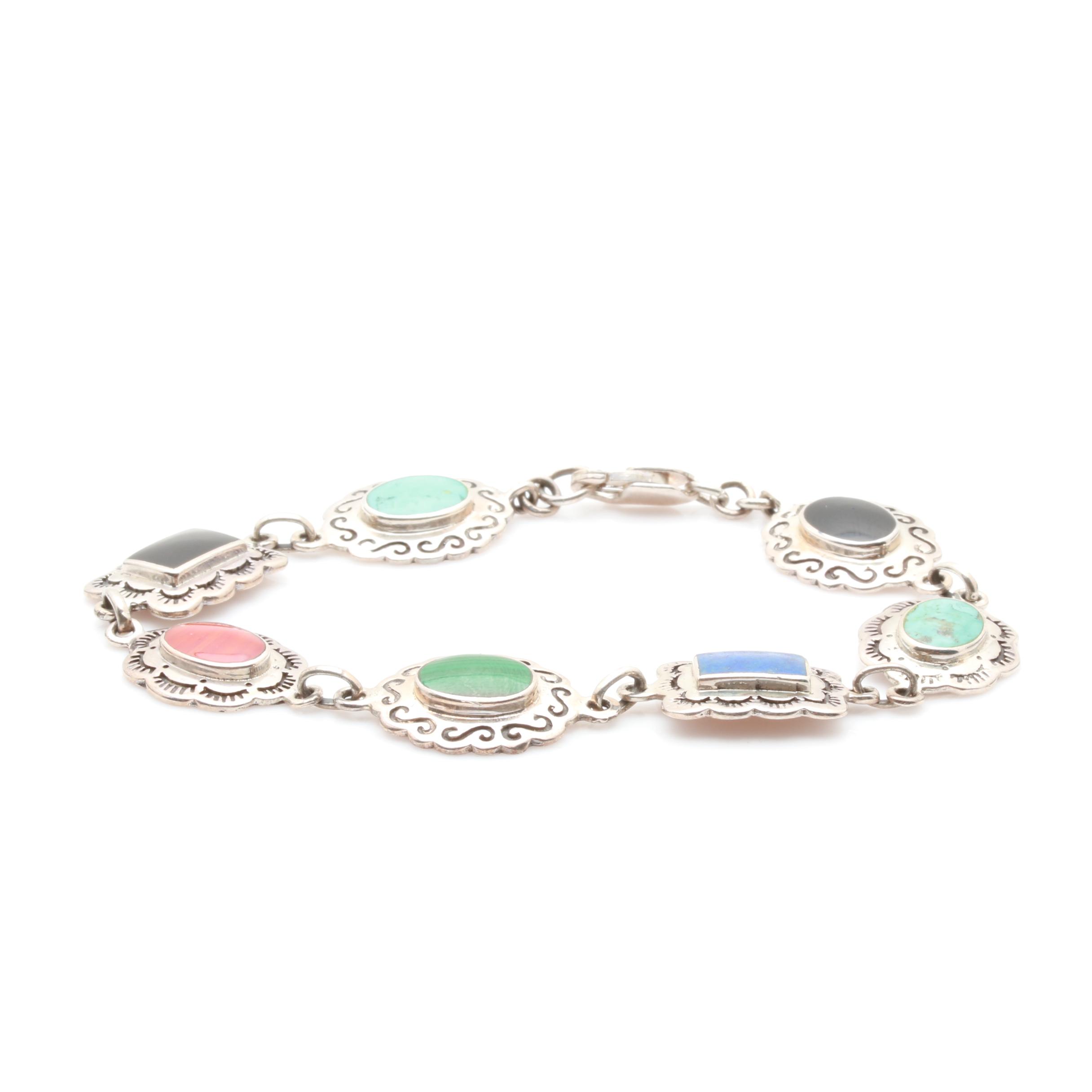 Sterling Silver Coral, Malachite, Lapis Lazuli and Turquoise Jewelry