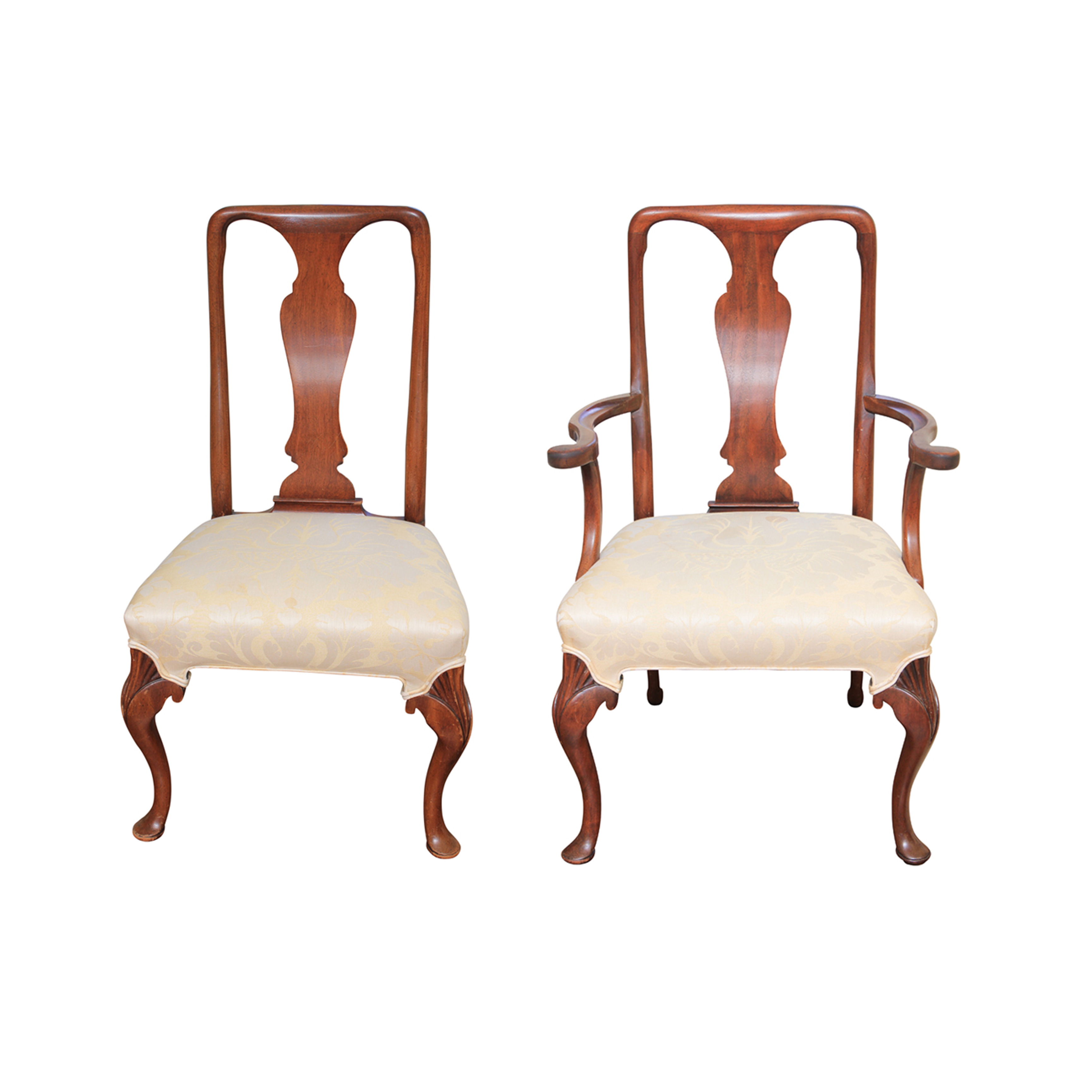 Pair of Antique Queen Anne Style Mahogany Dining Chairs
