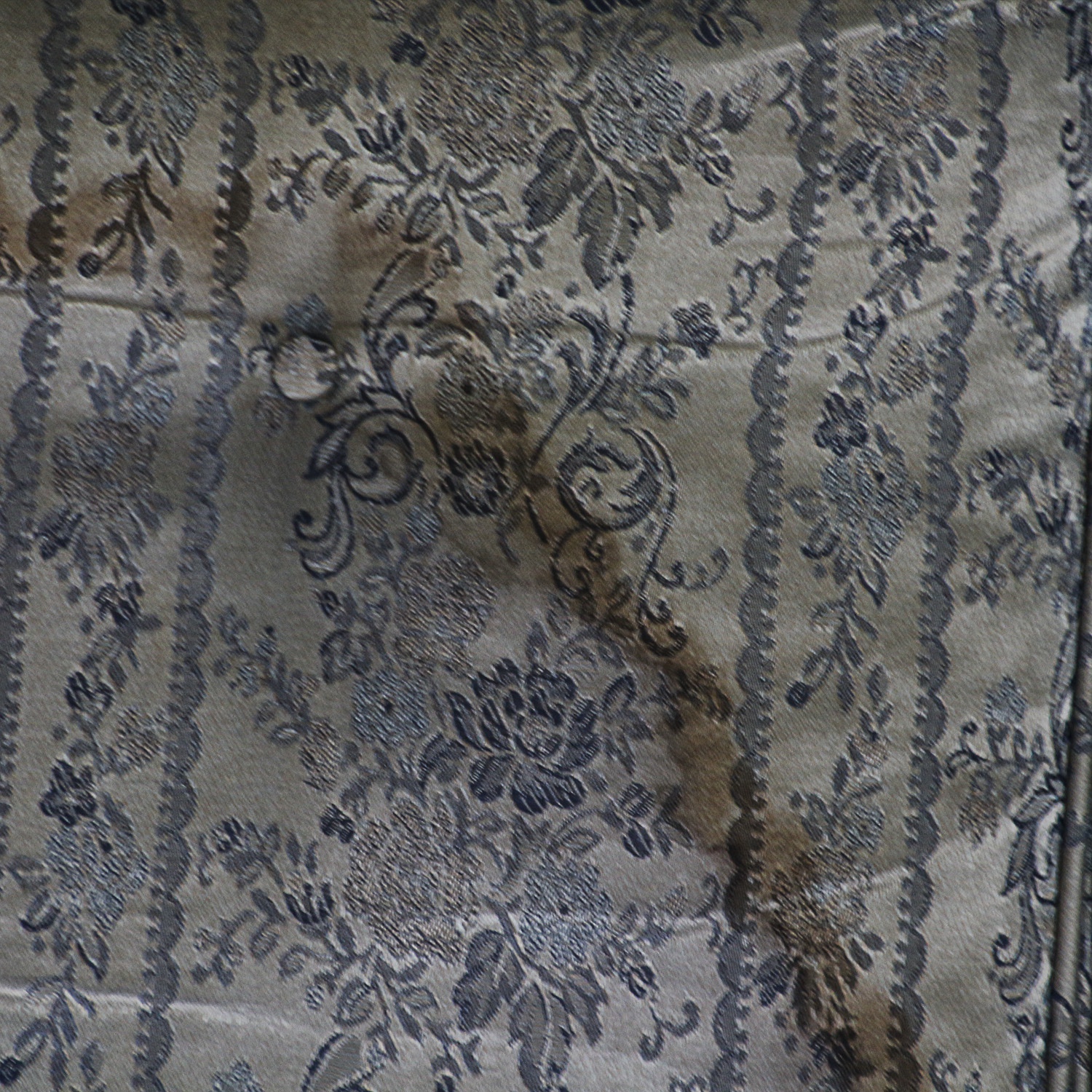 White and Blue Floral Upholstered Louis XV Style Sofa