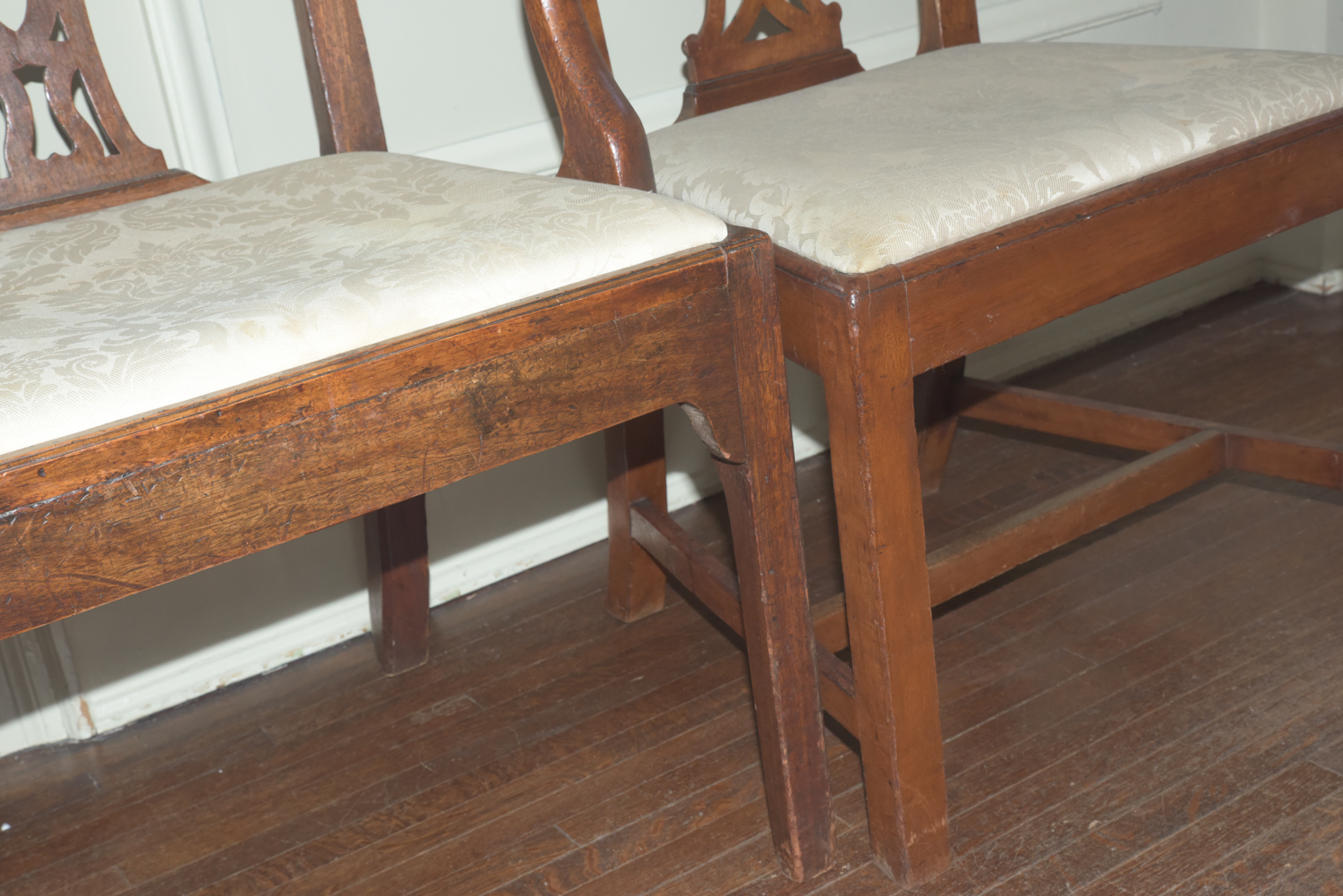 Mixed Set of Vintage Chippendale Style Dining Chairs