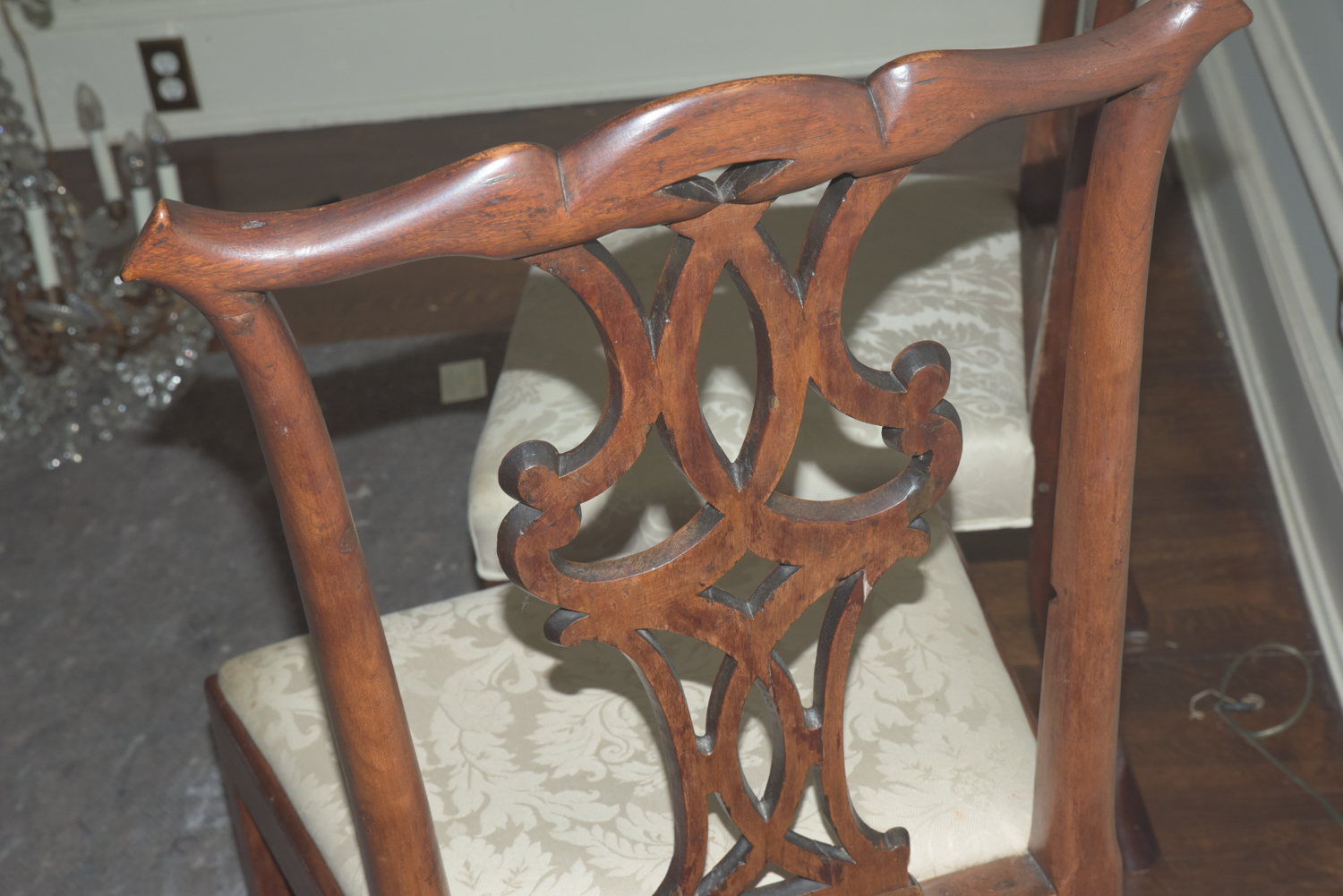 Mixed Set of Vintage Chippendale Style Dining Chairs