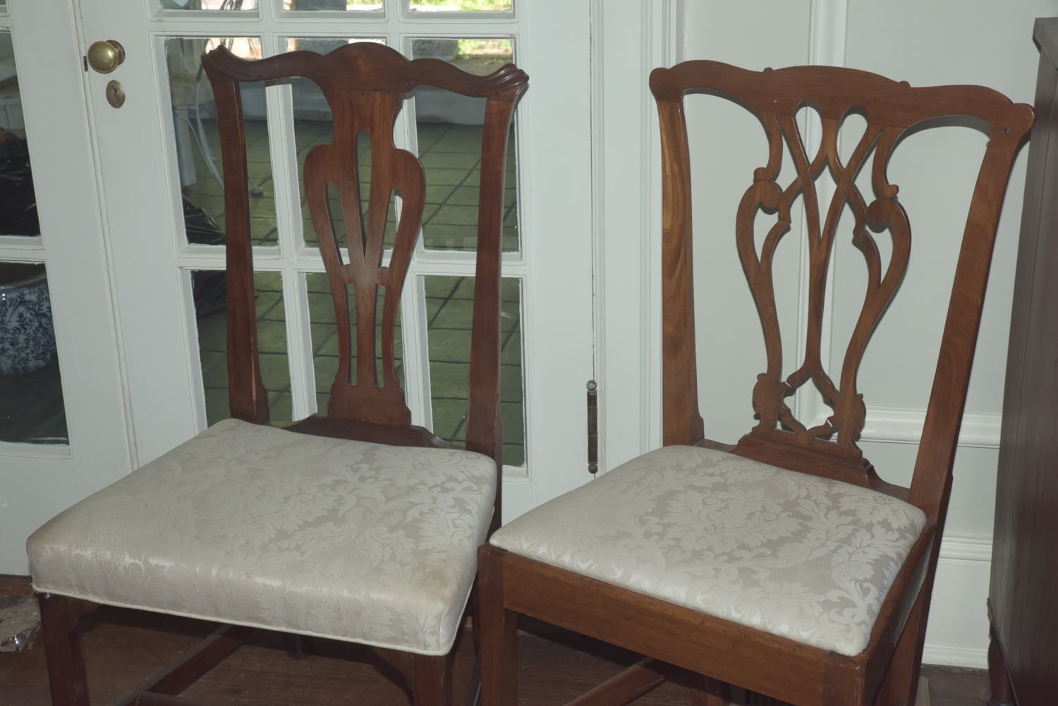 Mixed Set of Vintage Chippendale Style Dining Chairs