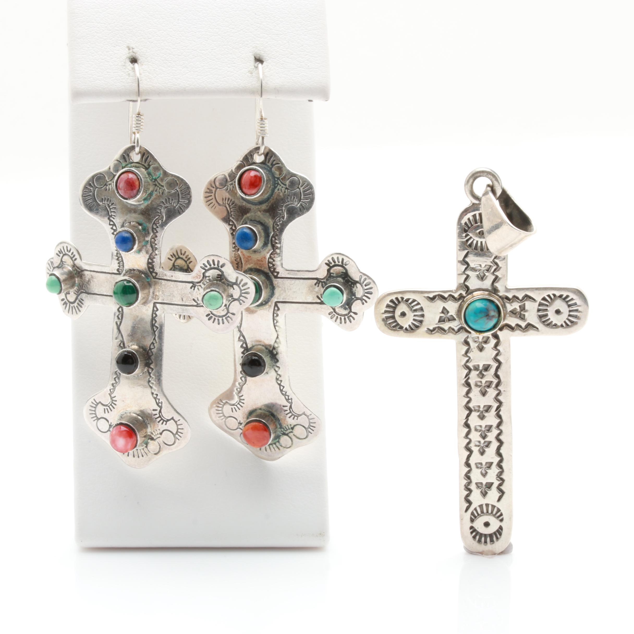 Sterling Silver Coral, Malachite, Lapis Lazuli and Turquoise Jewelry