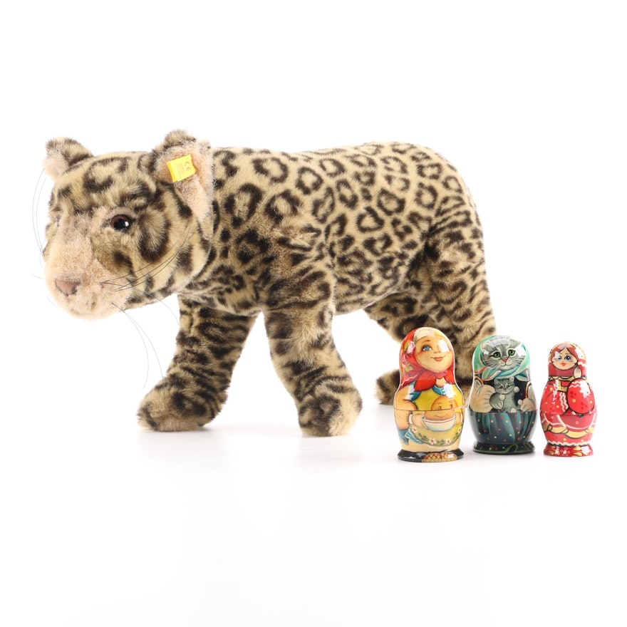 Steiff Leopard and Matryoshka Nesting Dolls