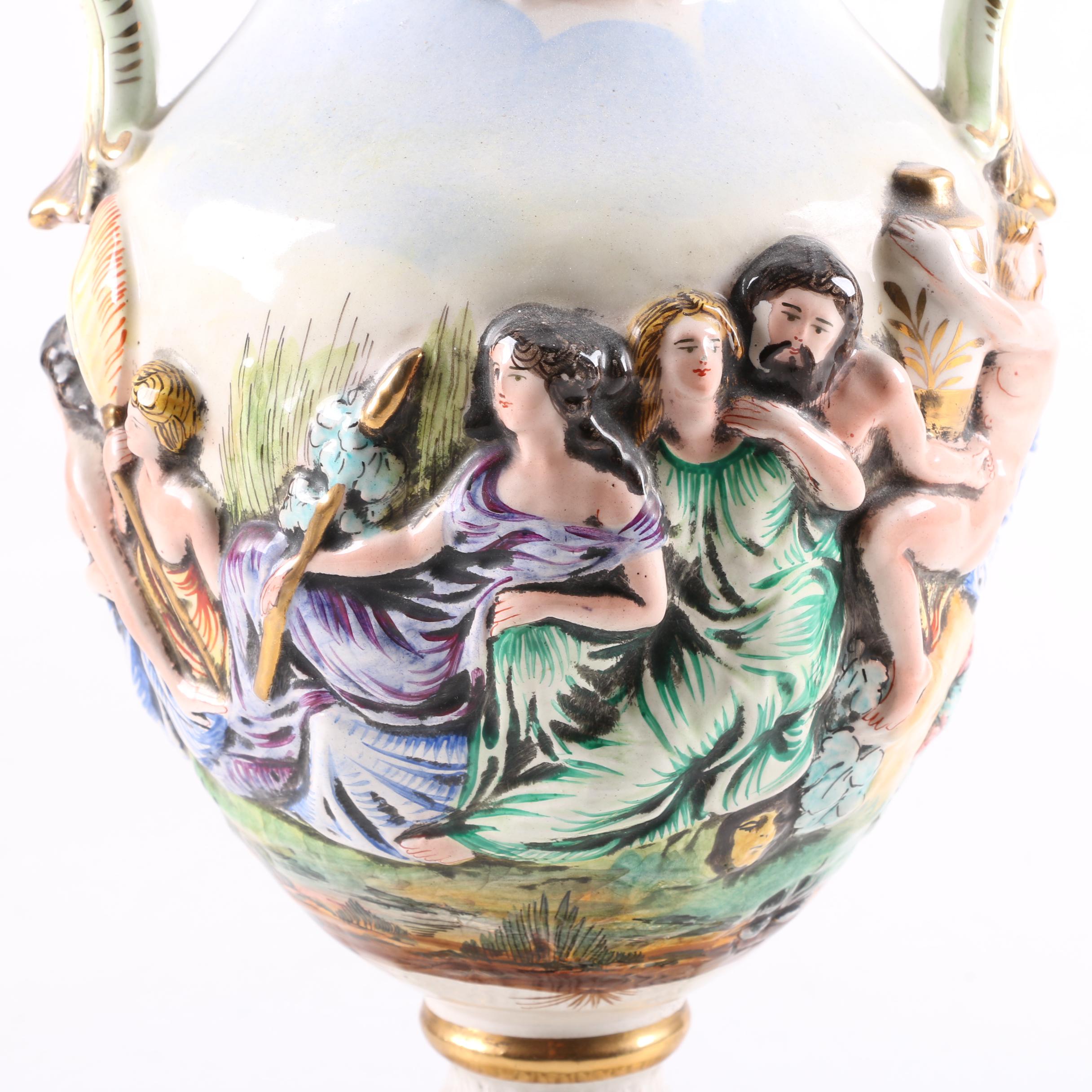 Italian Hand-Painted Ceramic Urns