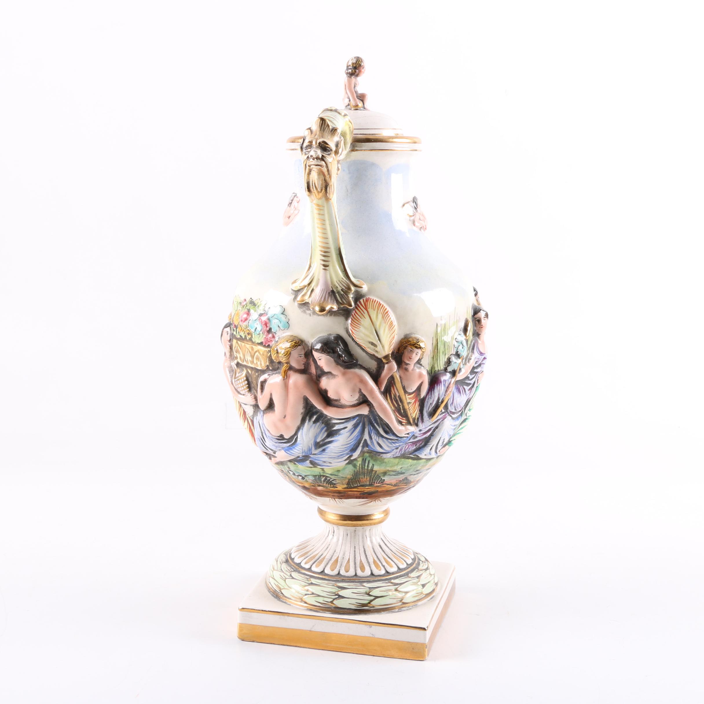 Italian Hand-Painted Ceramic Urns