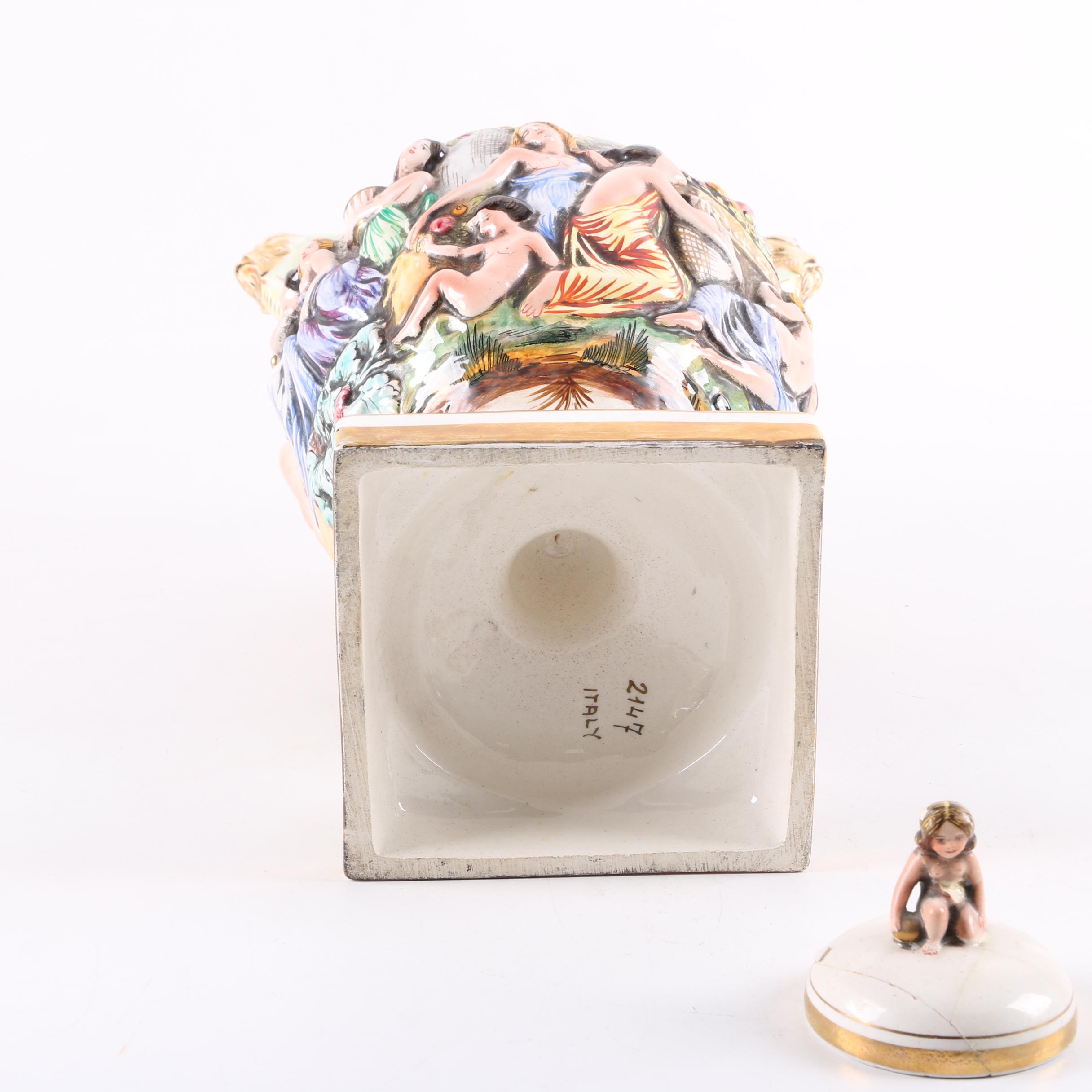 Italian Hand-Painted Ceramic Urns