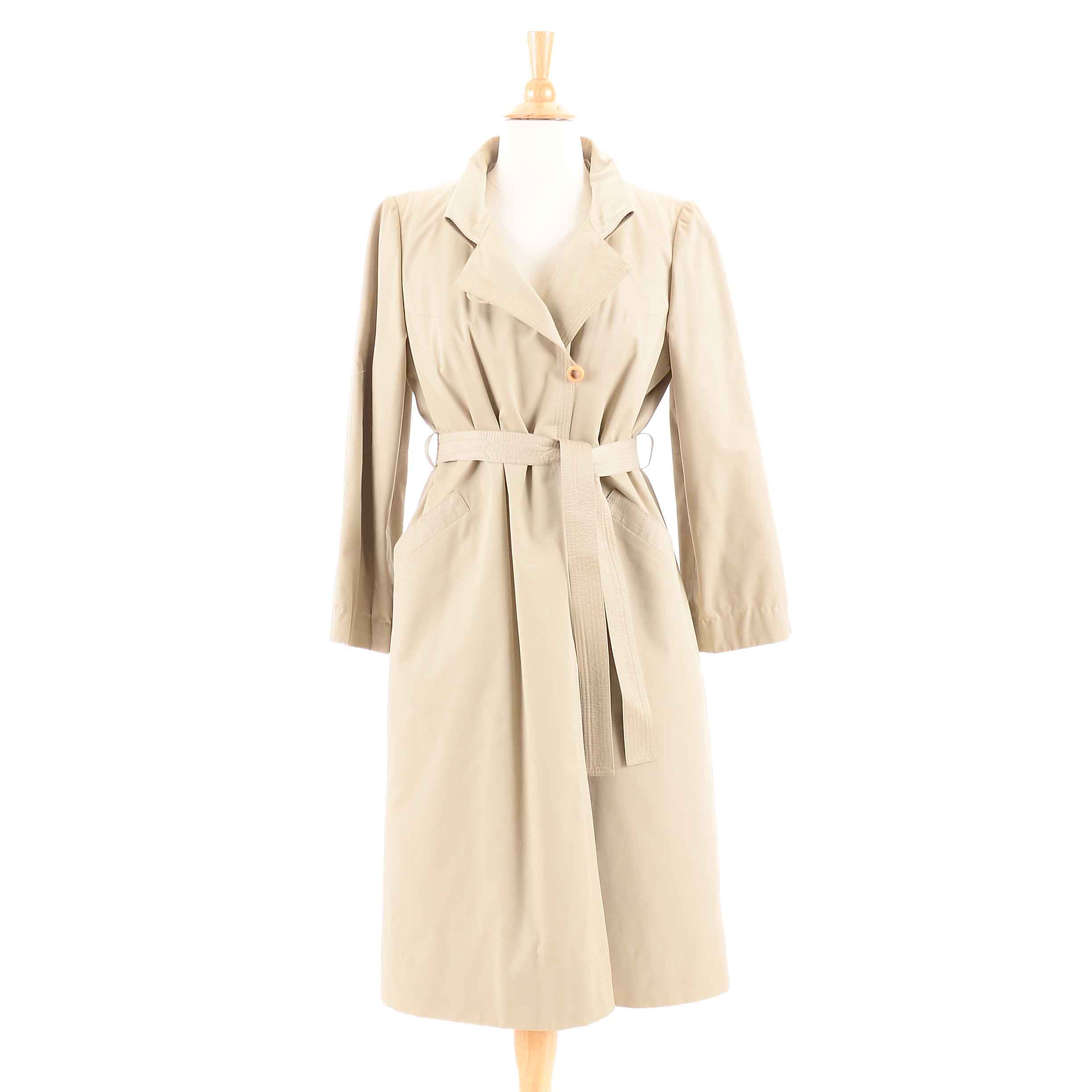 Twill Trenchcoat With Removable Silver Blu Iemura Fur Lining