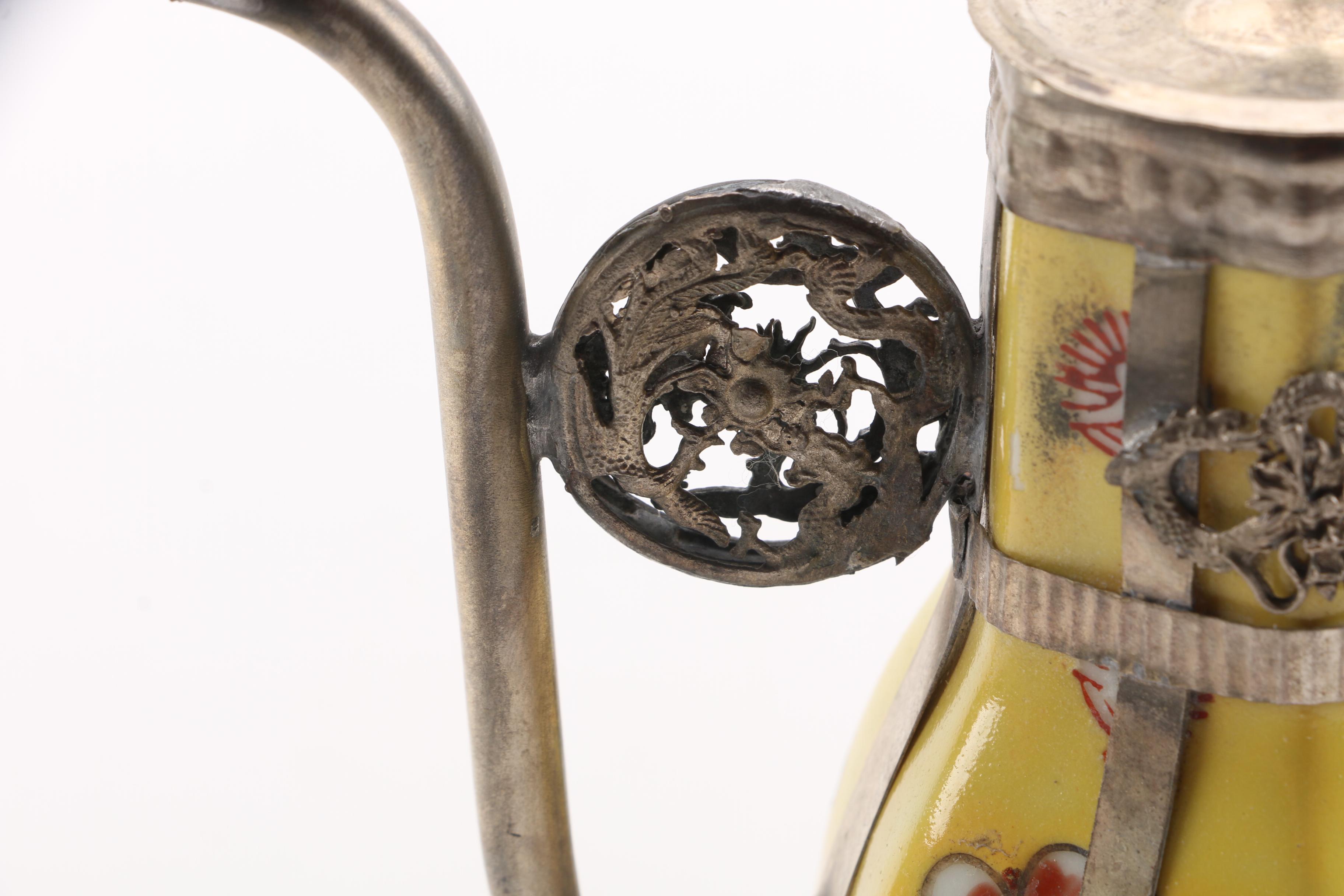 Sino-Tibetan Porcelain and Metal Teapots