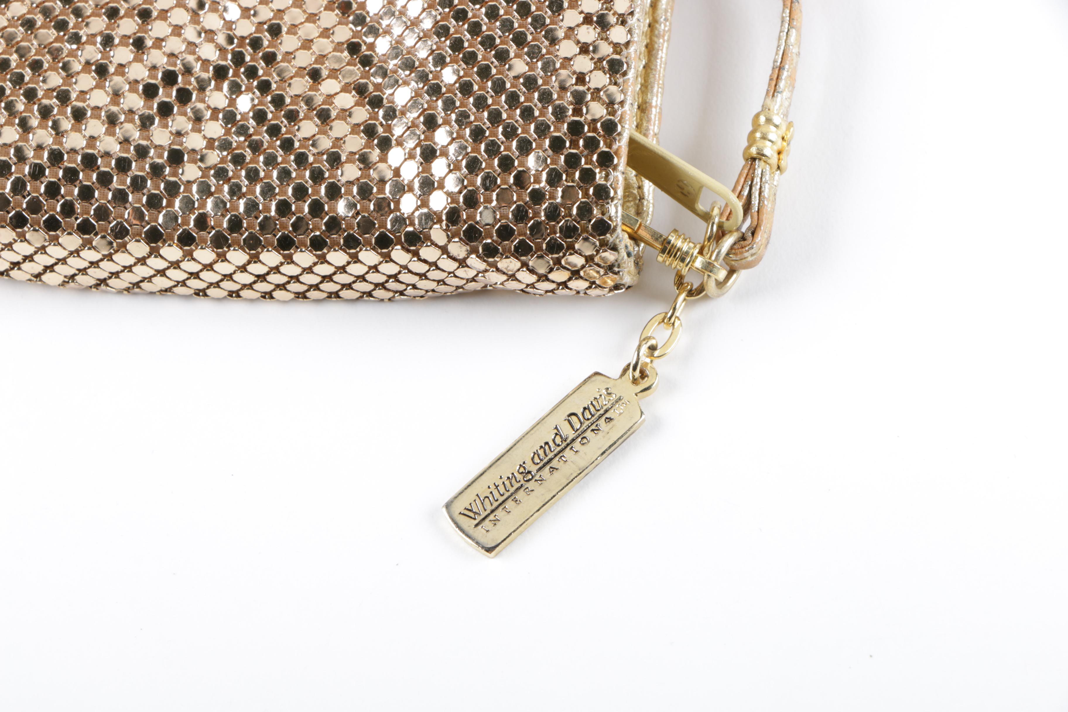 Whiting & Davis International Gold Tone Metal Mesh Evening Bag and Belt