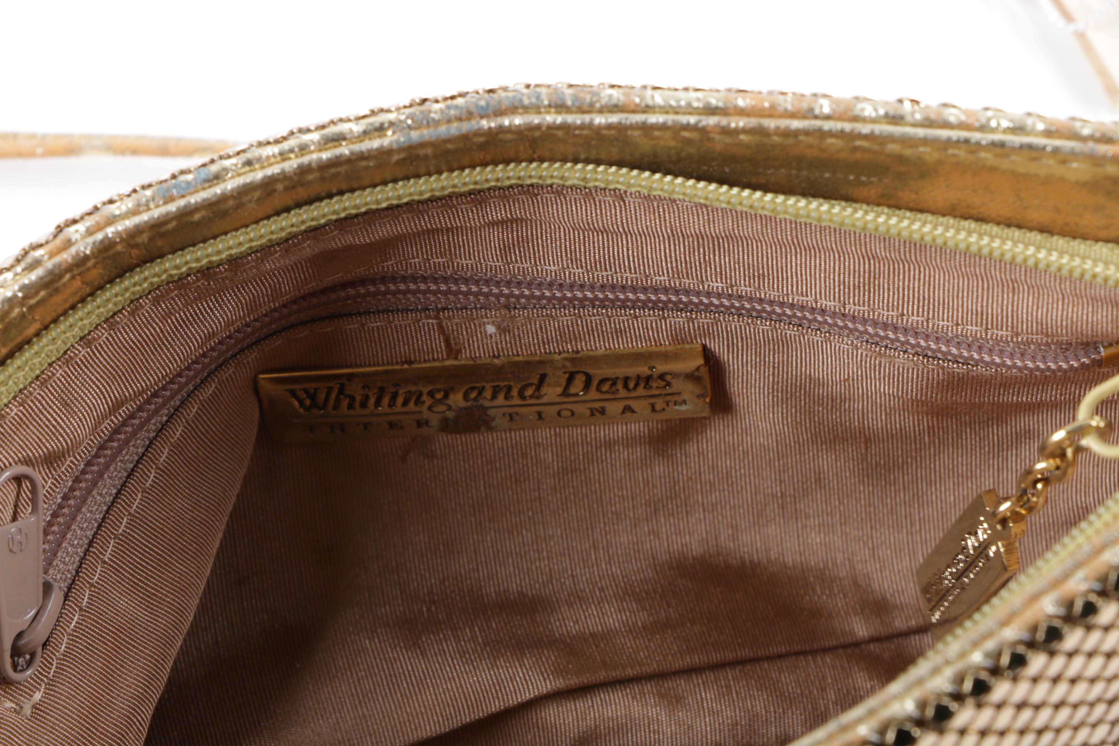 Whiting & Davis International Gold Tone Metal Mesh Evening Bag and Belt