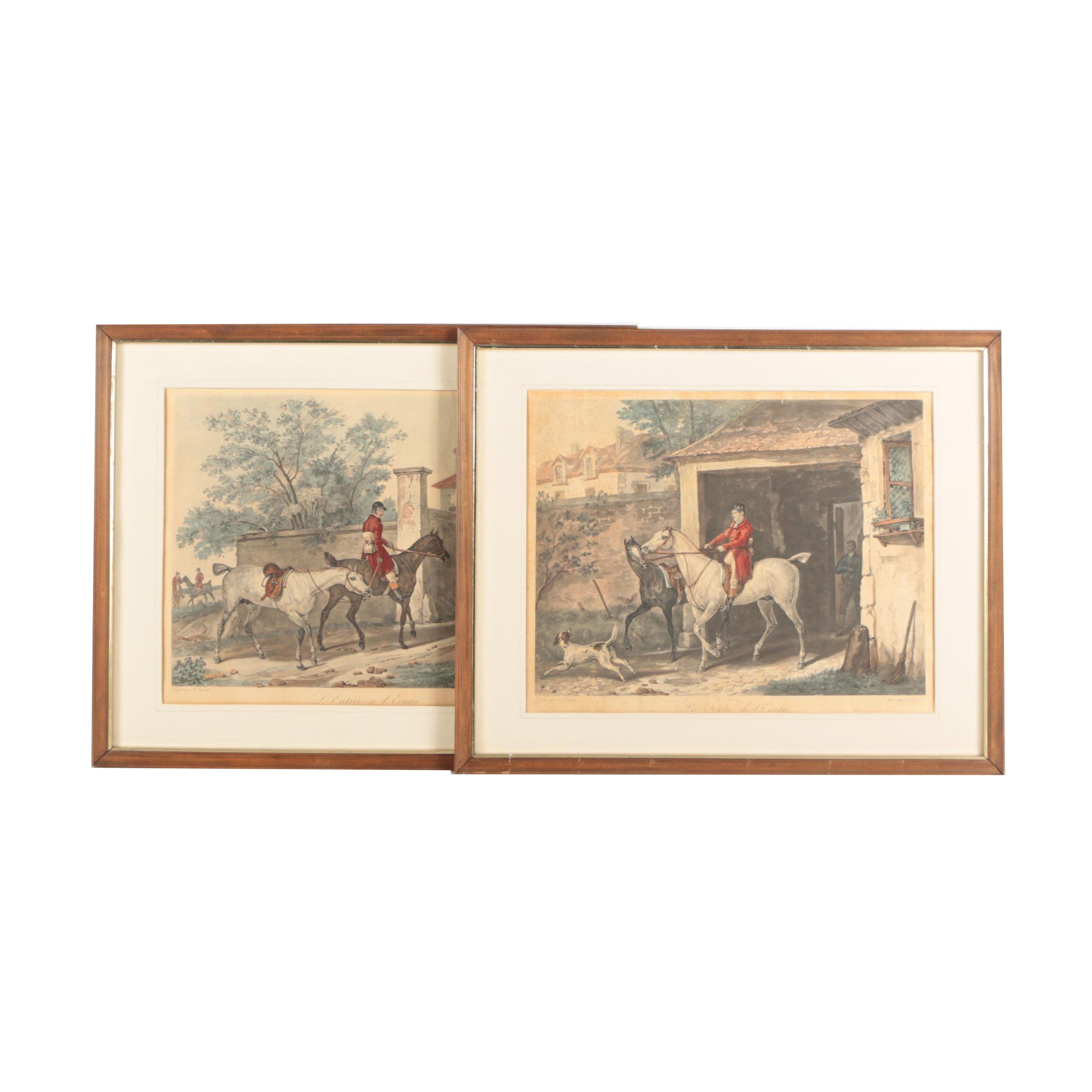 Color Engravings After Carle Vernet Including "L'entrée à l'écurie"