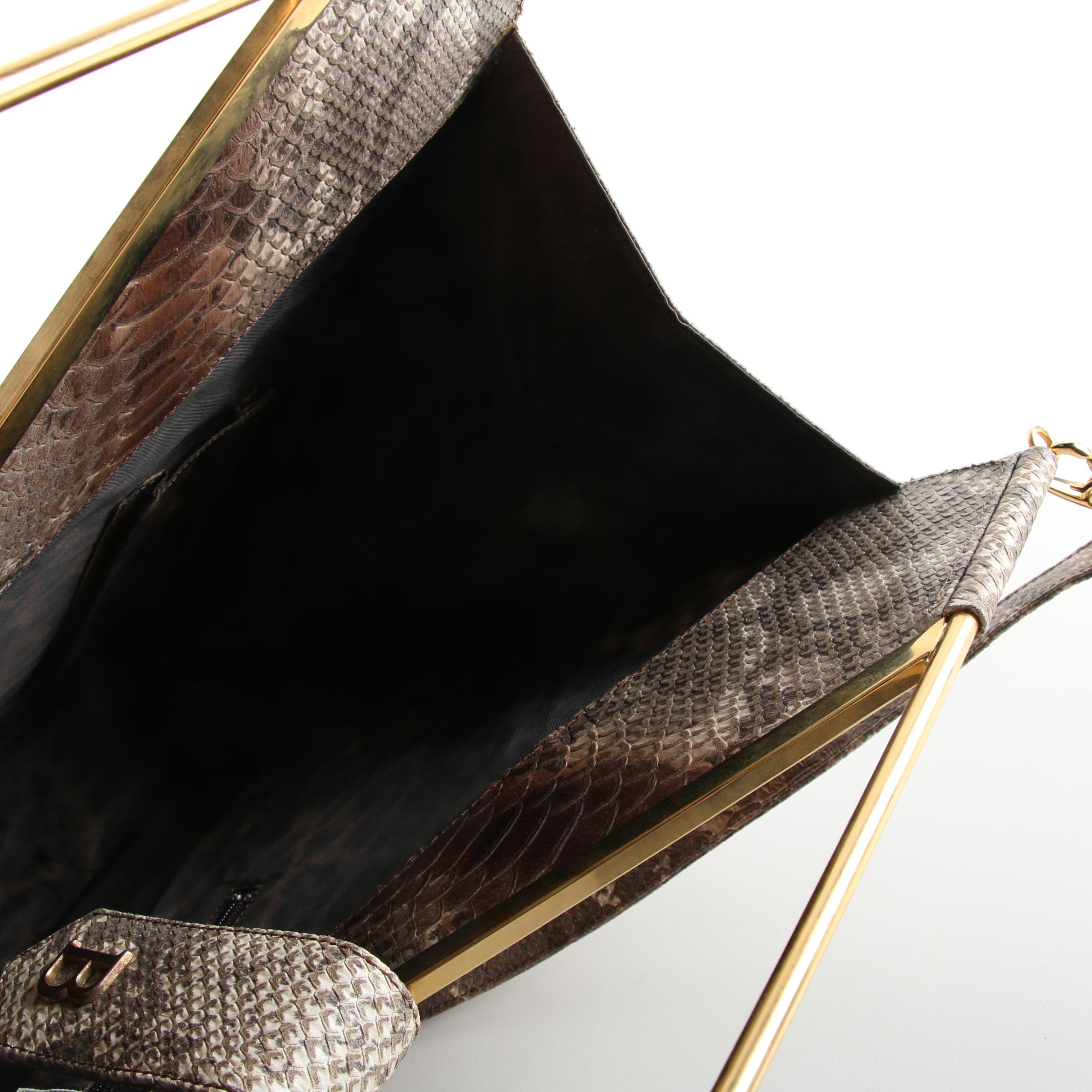 Bencivenga Couture Snakeskin Embossed Leather Handbag