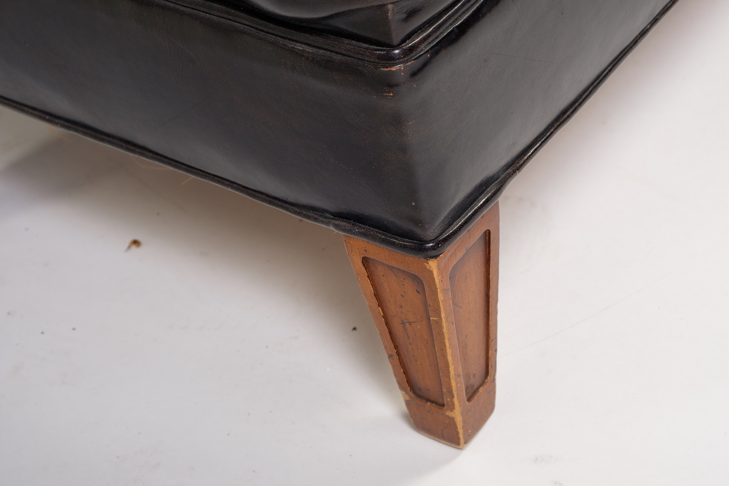 Vintage Leather Armchair and Ottoman by Hickory Chair Company