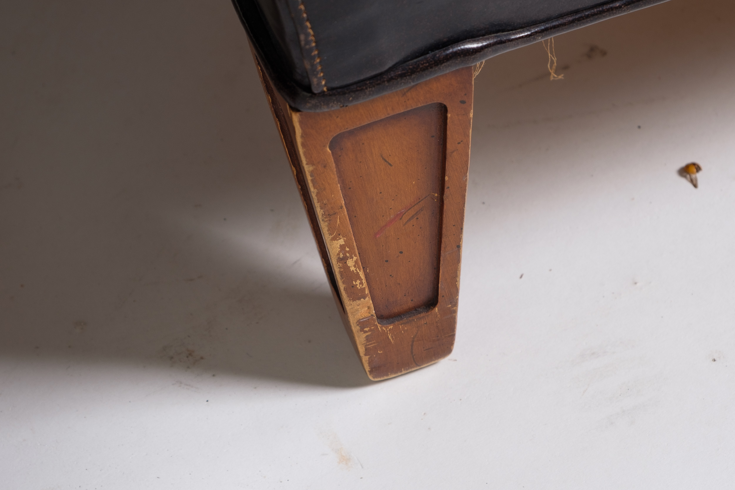 Vintage Leather Armchair and Ottoman by Hickory Chair Company