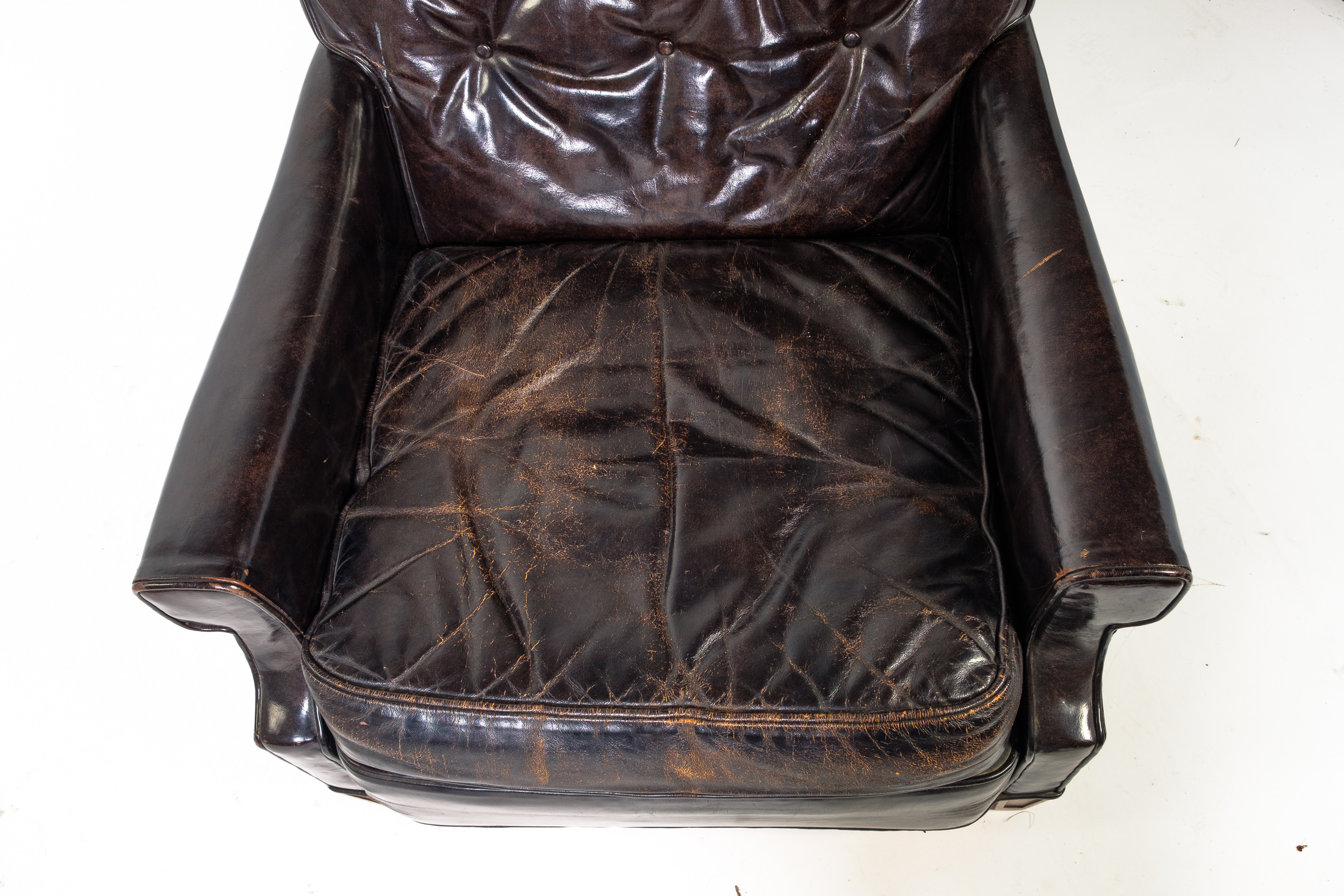 Vintage Leather Armchair and Ottoman by Hickory Chair Company