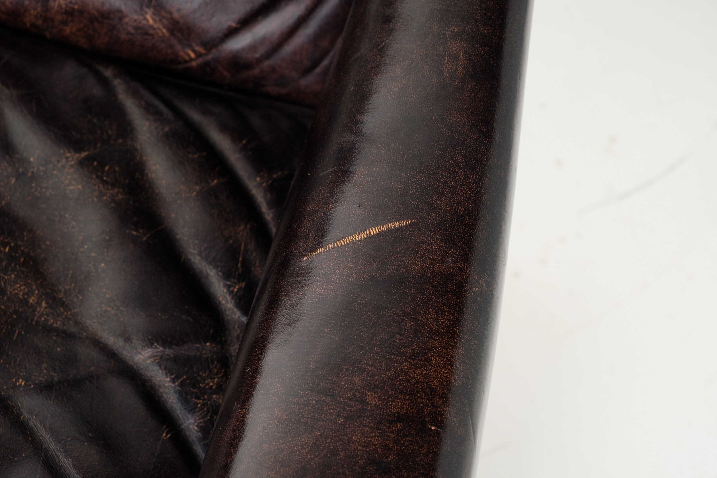 Vintage Leather Armchair and Ottoman by Hickory Chair Company