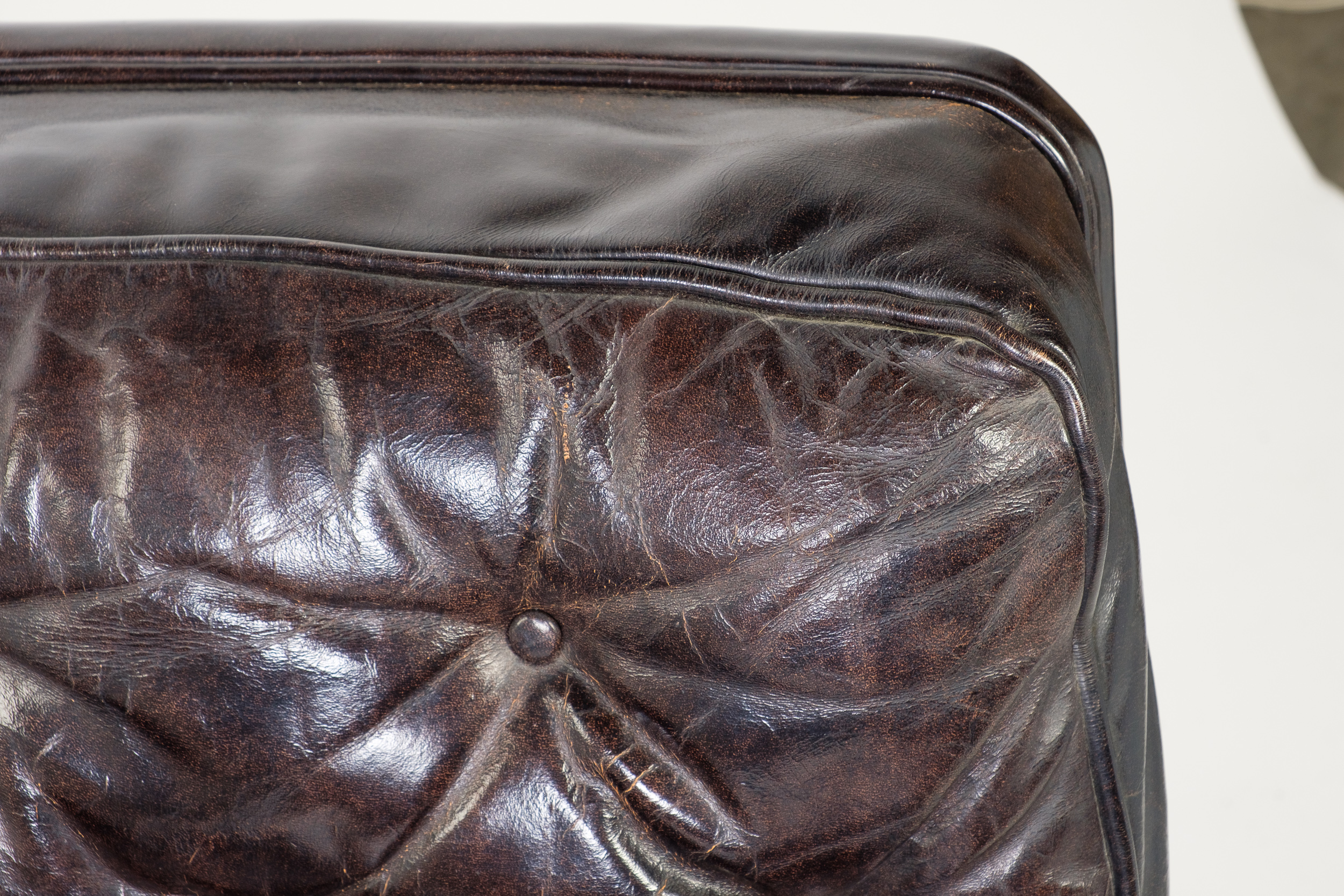 Vintage Leather Armchair and Ottoman by Hickory Chair Company