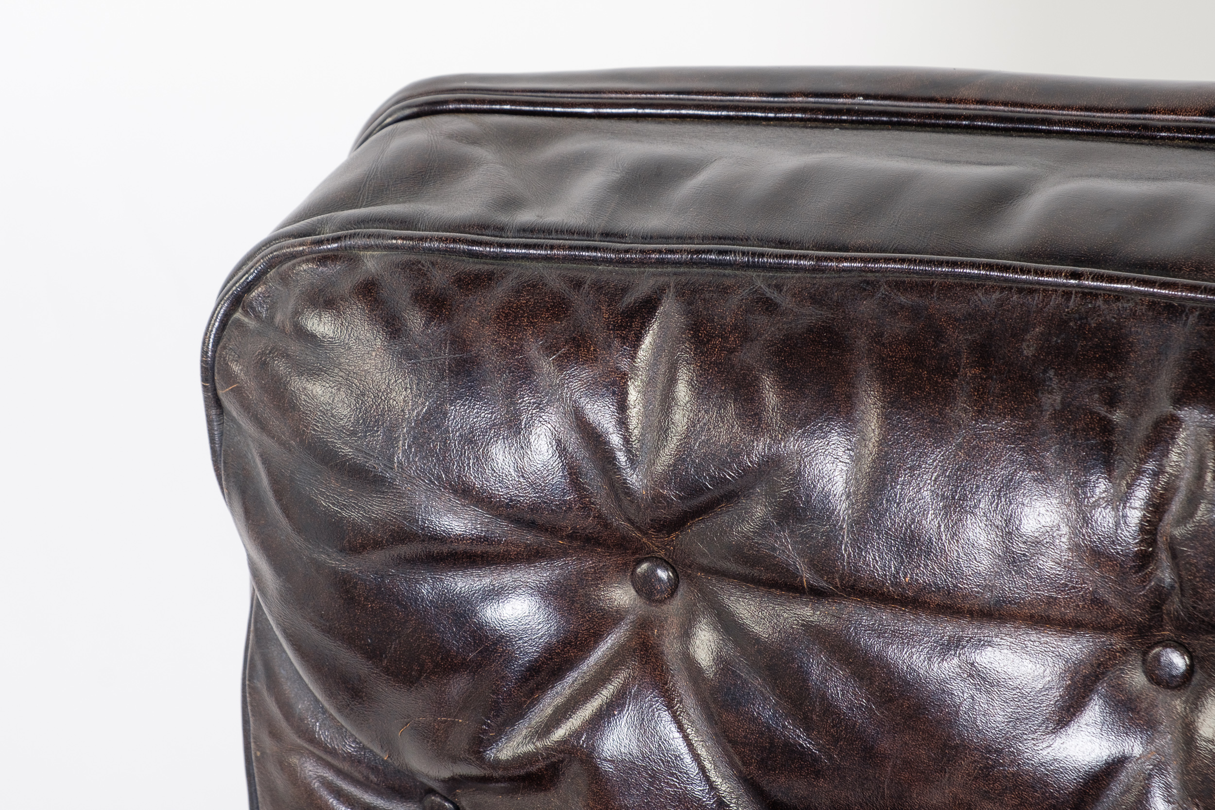 Vintage Leather Armchair and Ottoman by Hickory Chair Company